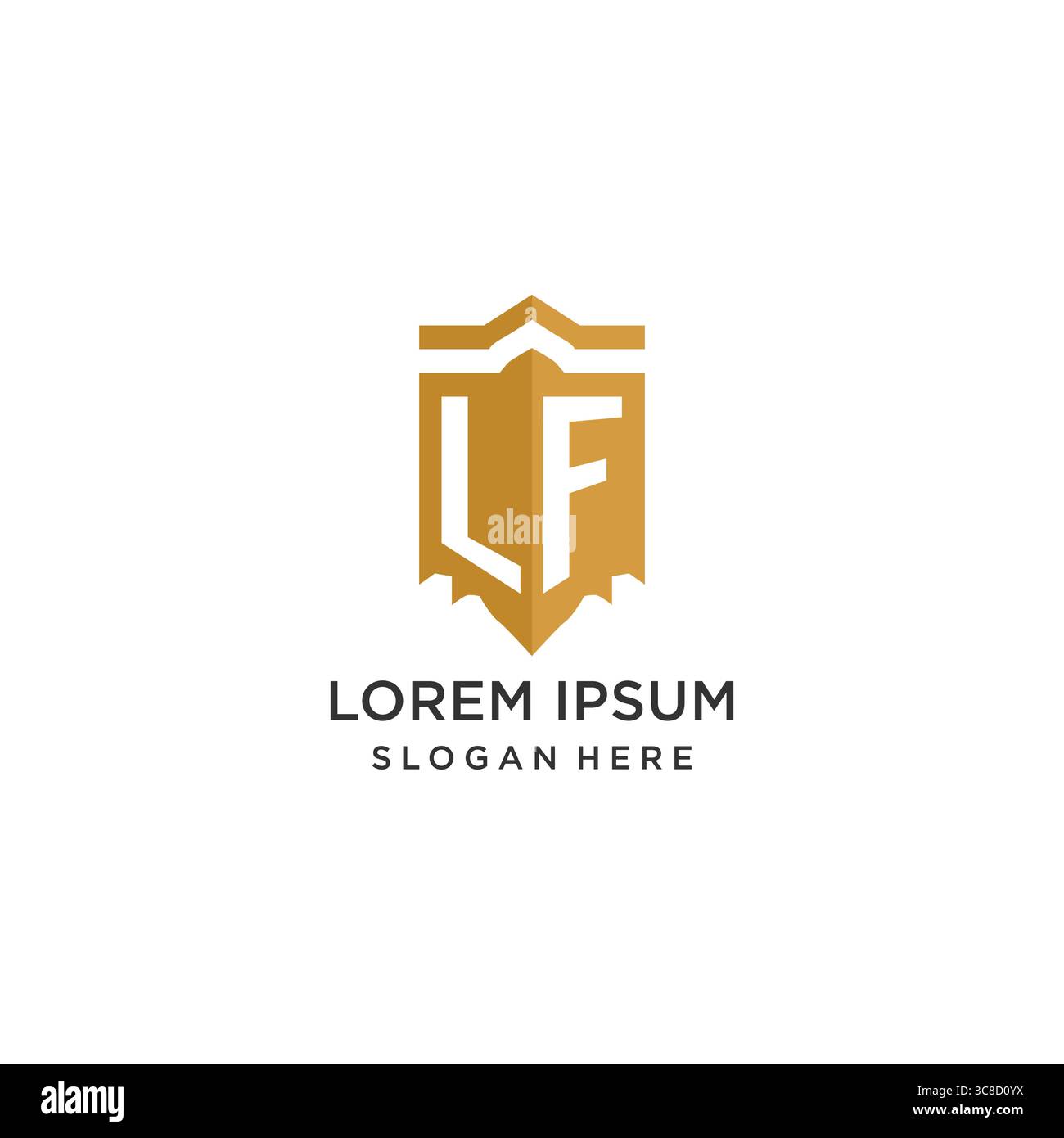 Monogram LF logo with shield geometric shape, elegant luxury initial logo design vector graphic Stock Vector
