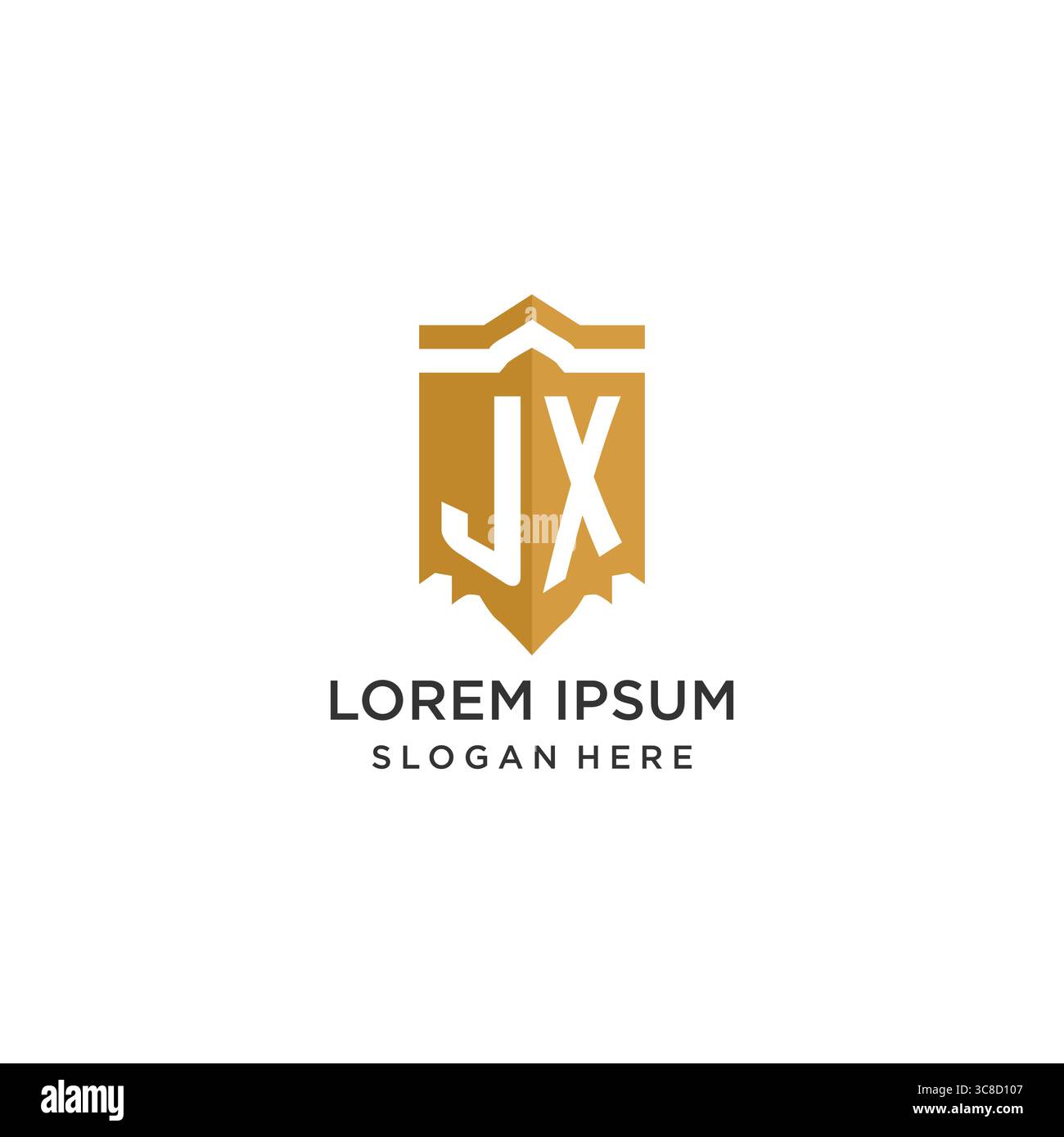 Monogram JX logo with shield geometric shape, elegant luxury initial logo design vector graphic Stock Vector