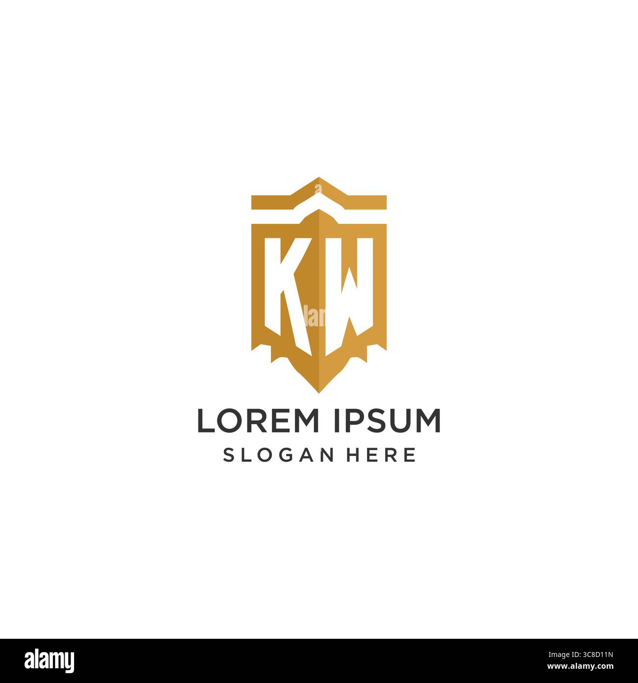 Monogram KW logo with shield geometric shape, elegant luxury initial logo design vector graphic Stock Vector