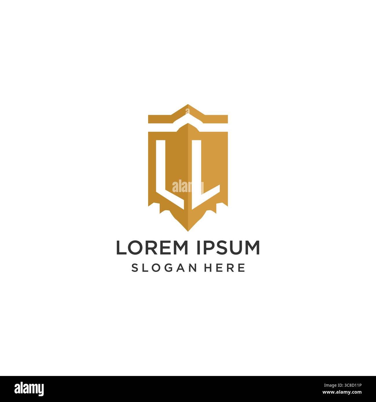 Monogram LL logo with shield geometric shape, elegant luxury initial logo design vector graphic Stock Vector