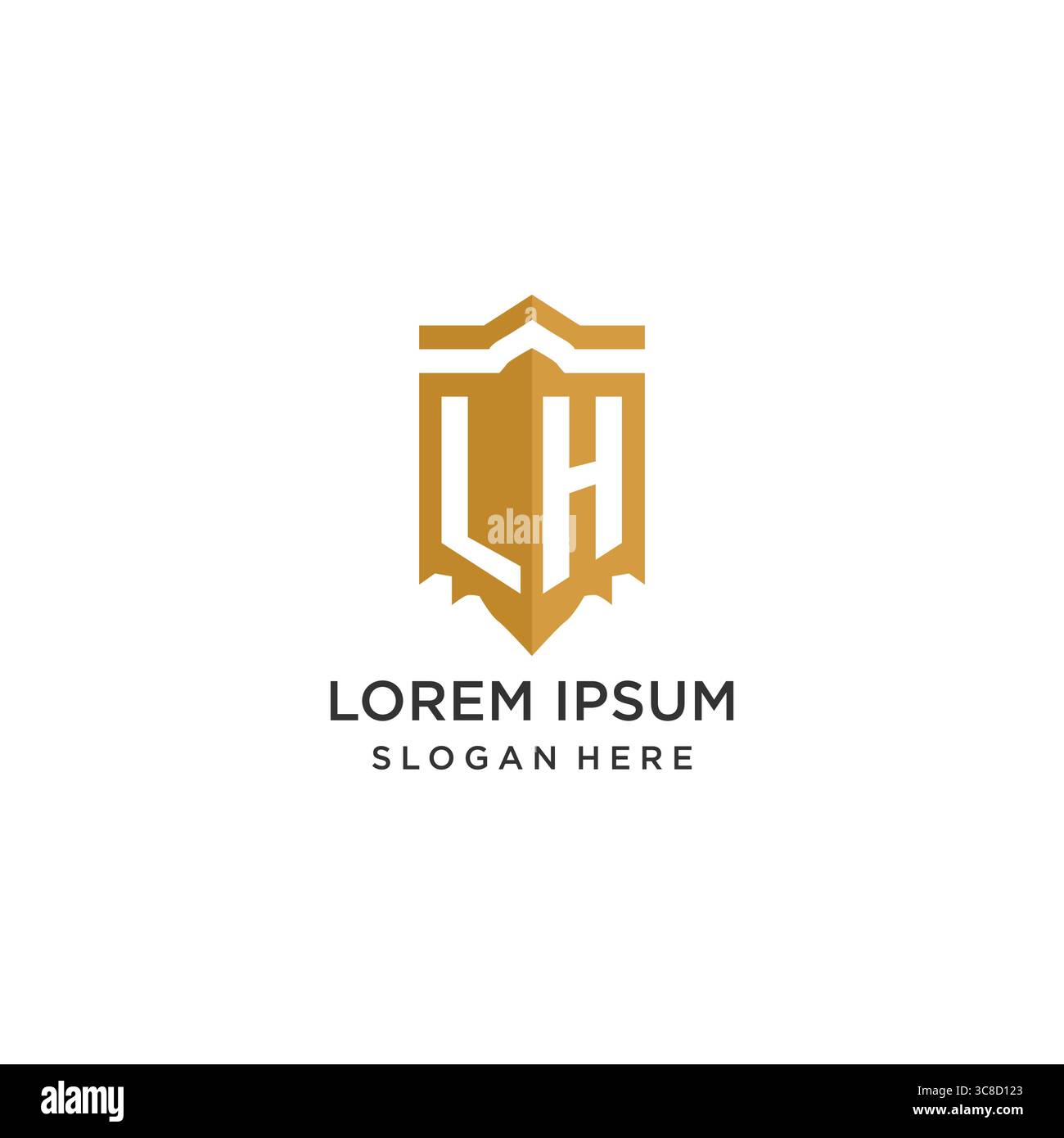 Monogram LH logo with shield geometric shape, elegant luxury initial logo design vector graphic Stock Vector