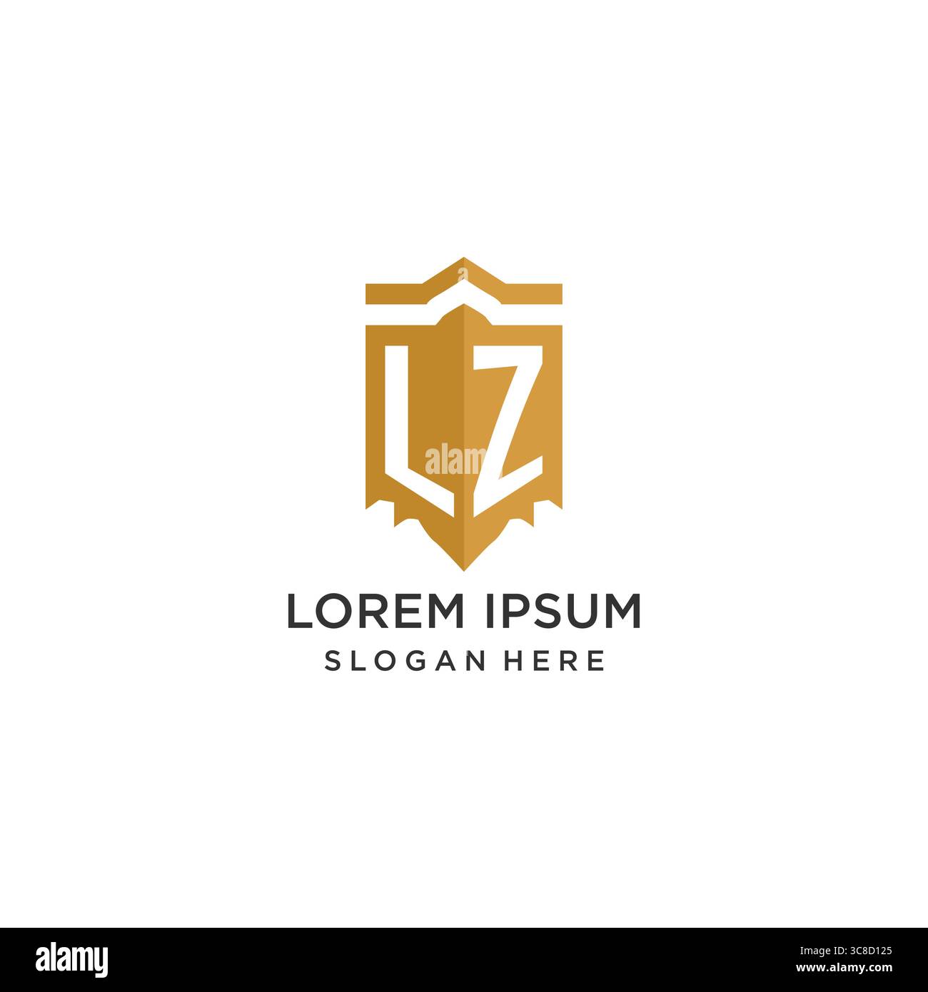 Monogram LZ logo with shield geometric shape, elegant luxury initial logo design vector graphic Stock Vector