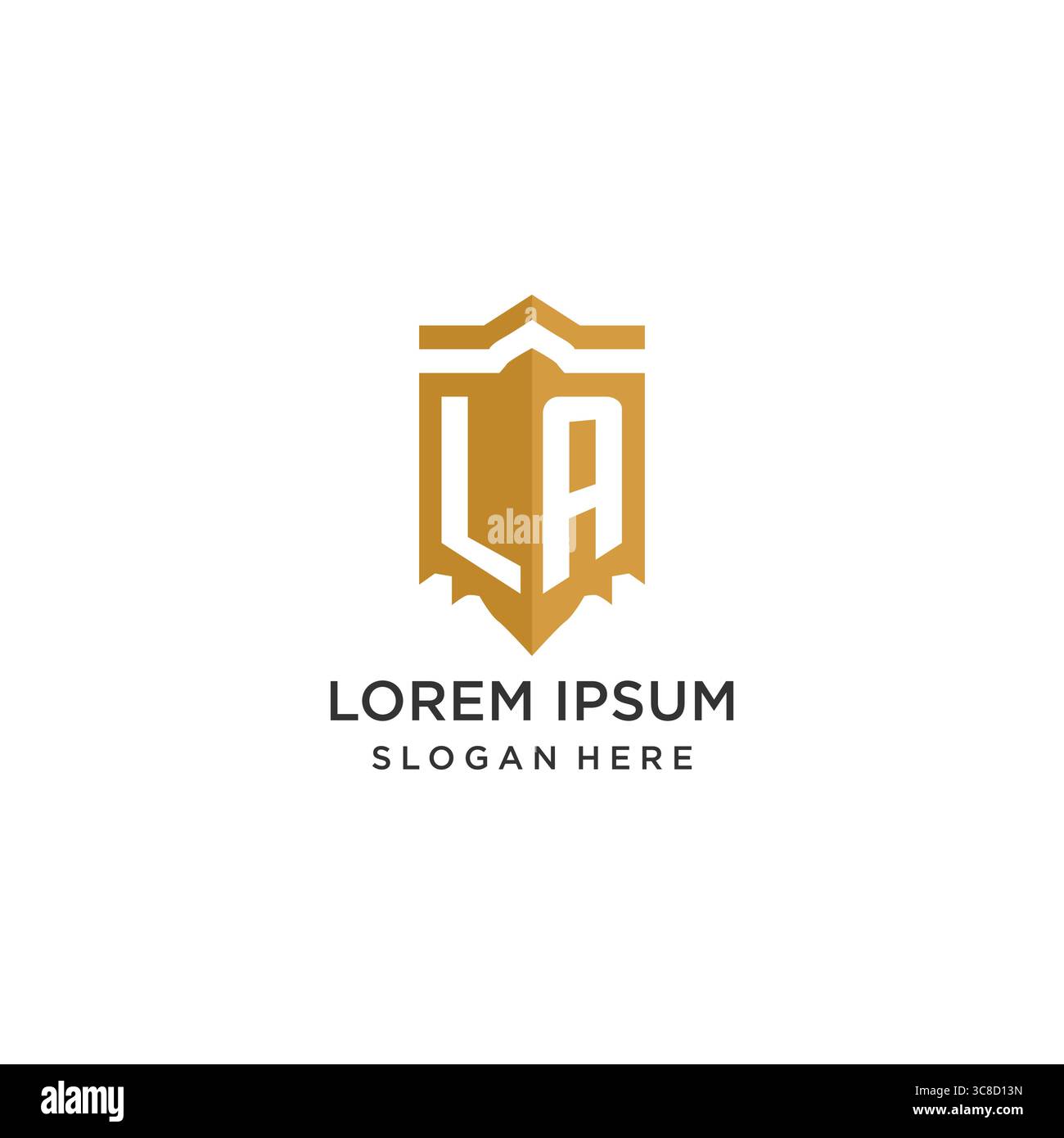 Monogram LA logo with shield geometric shape, elegant luxury initial logo design vector graphic Stock Vector