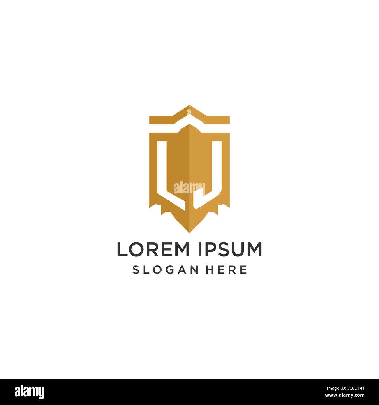 Monogram LJ logo with shield geometric shape, elegant luxury initial logo design vector graphic Stock Vector