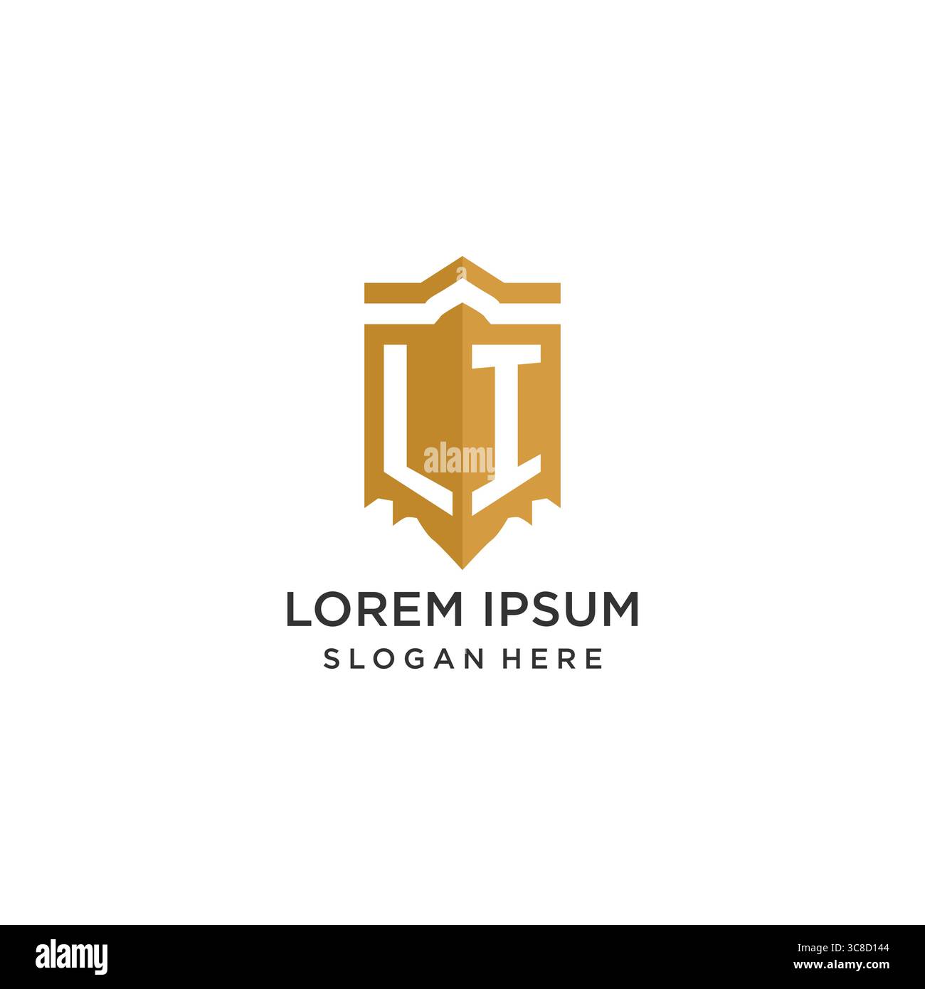 Monogram LI logo with shield geometric shape, elegant luxury initial logo design vector graphic Stock Vector