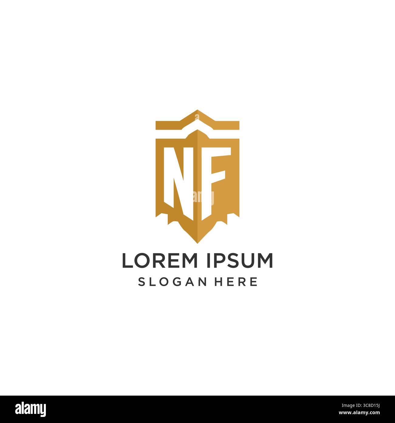 Monogram NF logo with shield geometric shape, elegant luxury initial logo design vector graphic Stock Vector