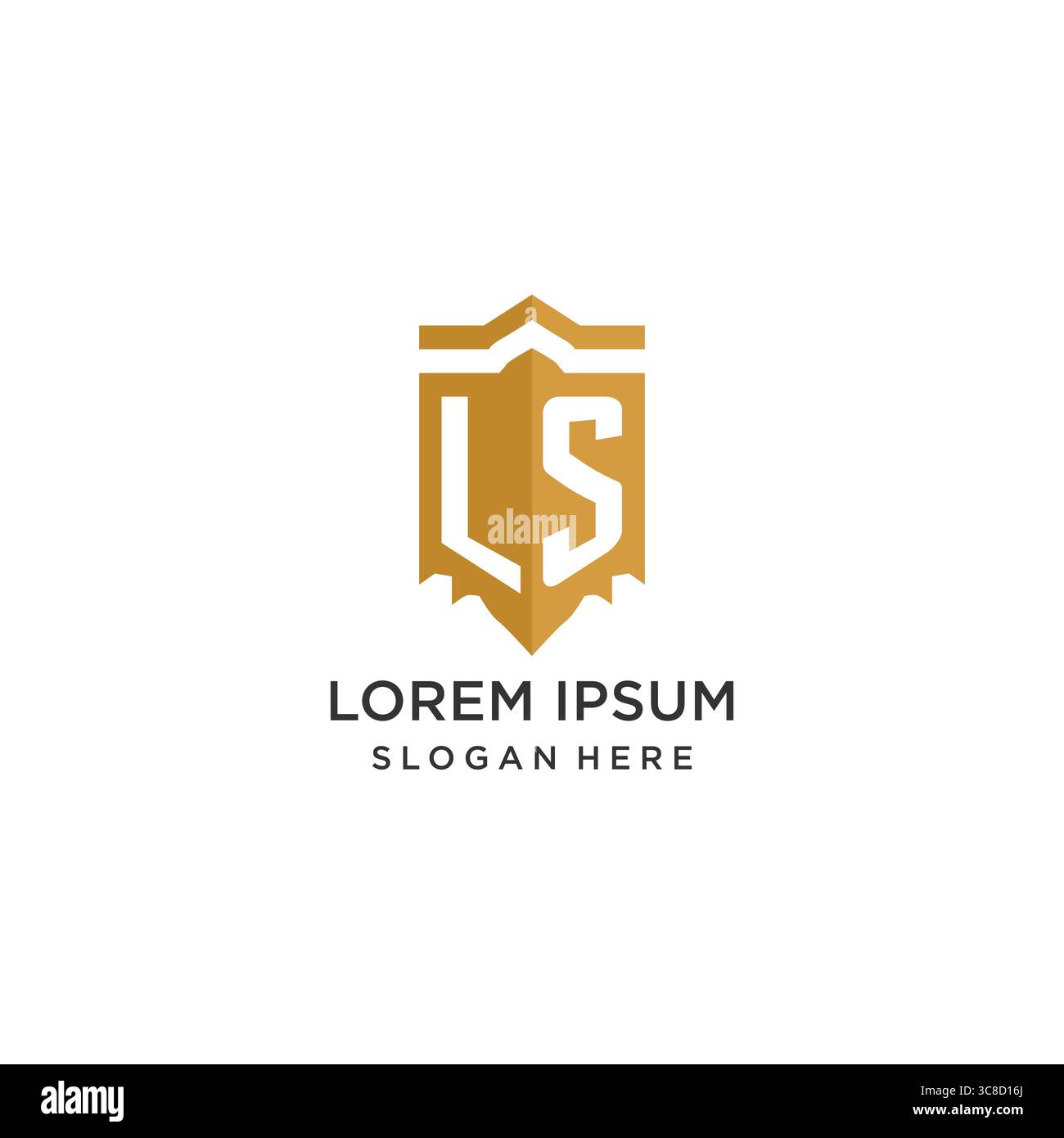 Monogram LS logo with shield geometric shape, elegant luxury initial logo design vector graphic Stock Vector