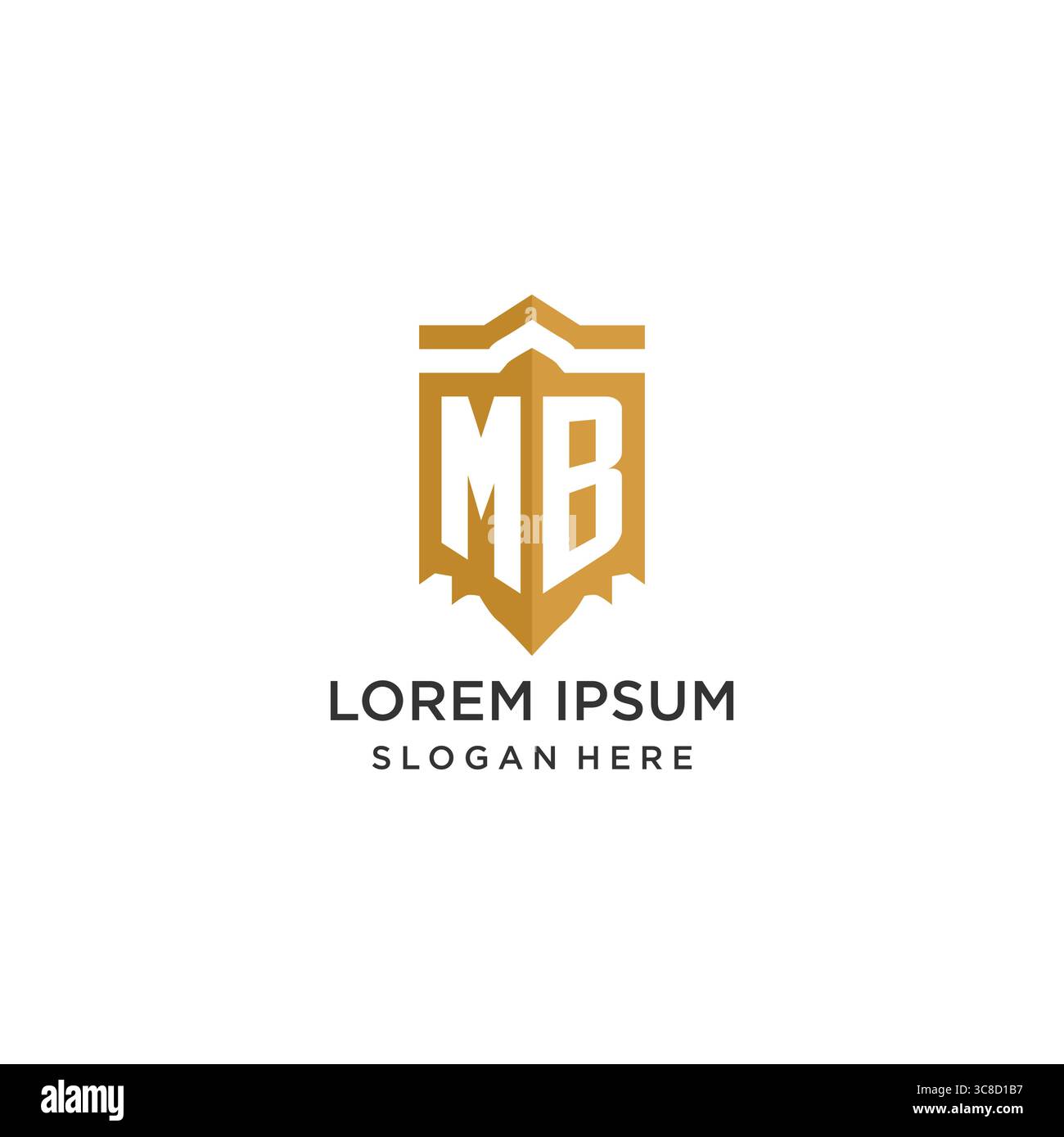 Monogram MB logo with shield geometric shape, elegant luxury initial logo design vector graphic Stock Vector