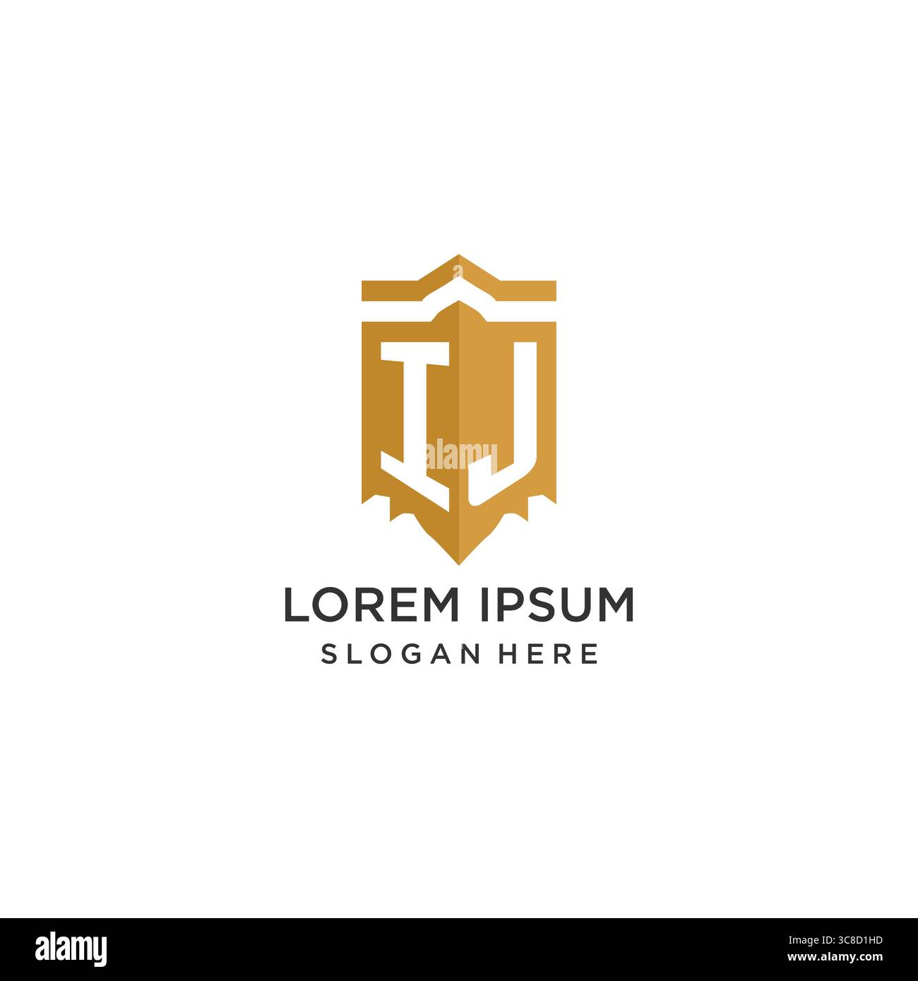 Monogram IJ logo with shield geometric shape, elegant luxury initial logo design vector graphic Stock Vector