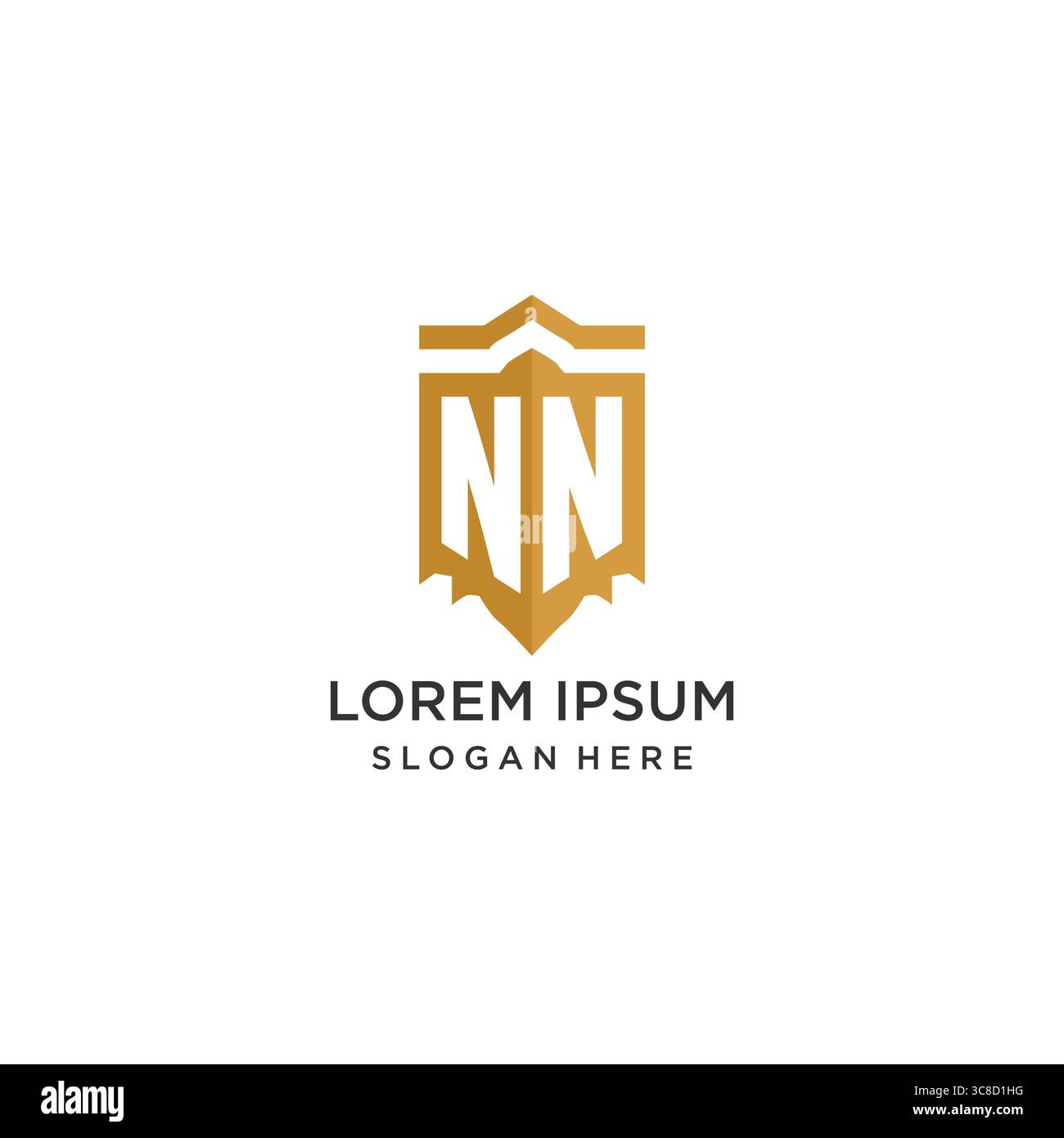 Monogram NN logo with shield geometric shape, elegant luxury initial logo design vector graphic Stock Vector