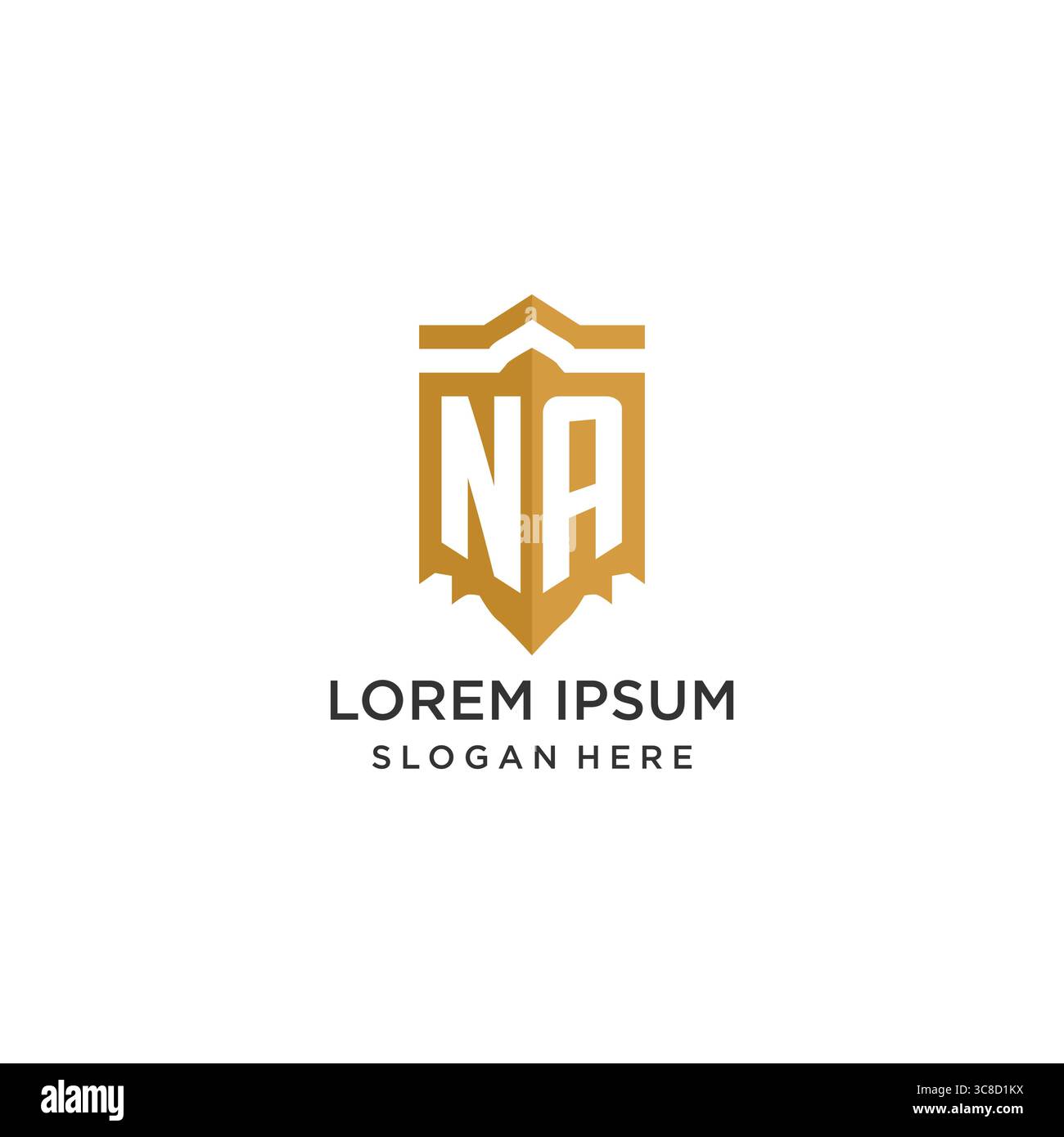Monogram NA logo with shield geometric shape, elegant luxury initial logo design vector graphic Stock Vector