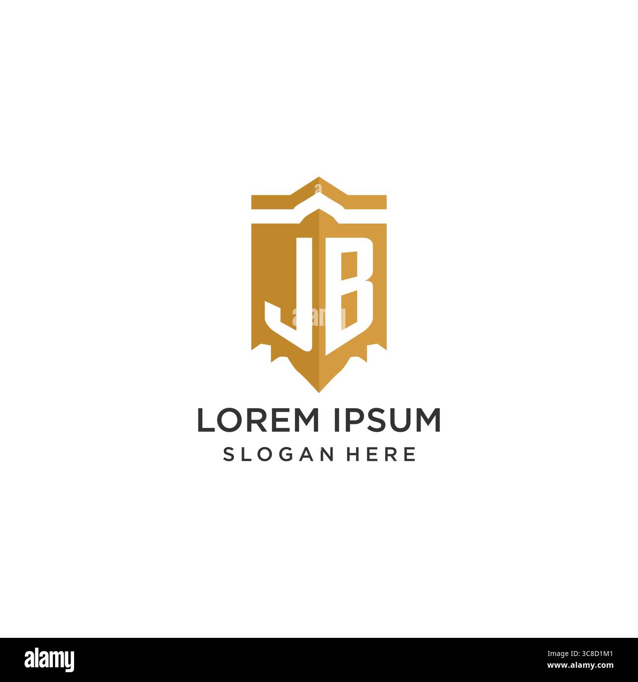 Monogram JB logo with shield geometric shape, elegant luxury initial logo design vector graphic Stock Vector