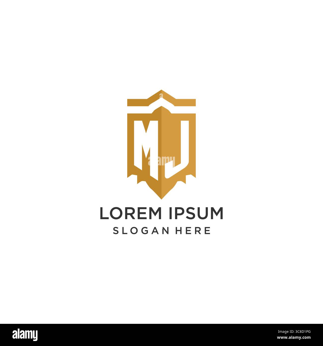 Monogram MJ logo with shield geometric shape, elegant luxury initial logo design vector graphic Stock Vector