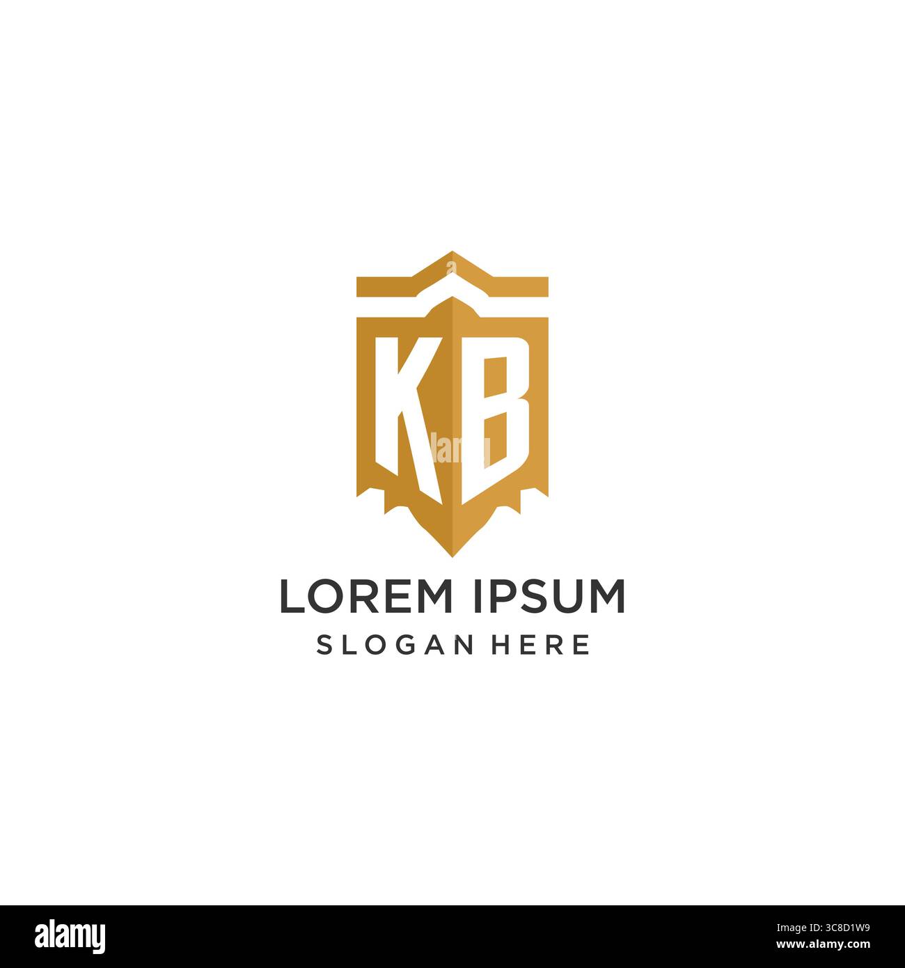 Monogram KB logo with shield geometric shape, elegant luxury initial logo design vector graphic Stock Vector