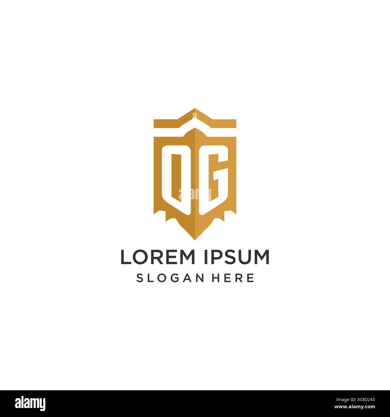 Monogram OG logo with shield geometric shape, elegant luxury initial logo design vector graphic Stock Vector