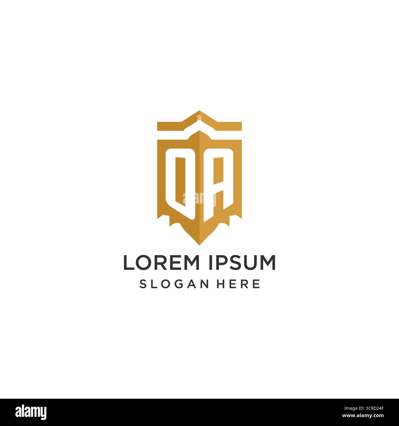 Monogram OA logo with shield geometric shape, elegant luxury initial logo design vector graphic Stock Vector