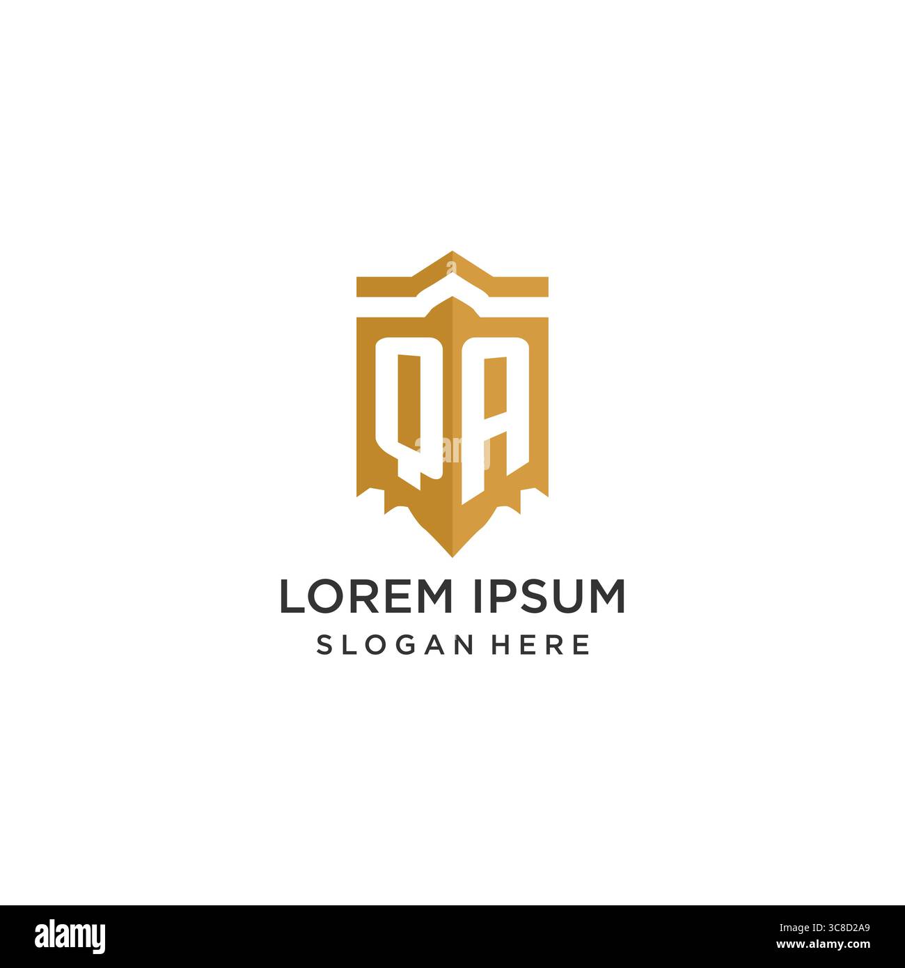 Monogram QA logo with shield geometric shape, elegant luxury initial ...
