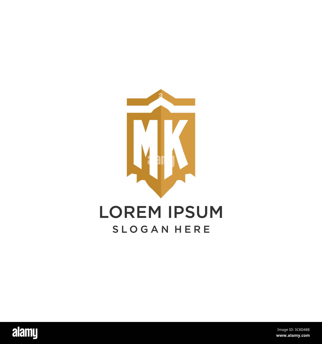Monogram MK logo with shield geometric shape, elegant luxury initial ...