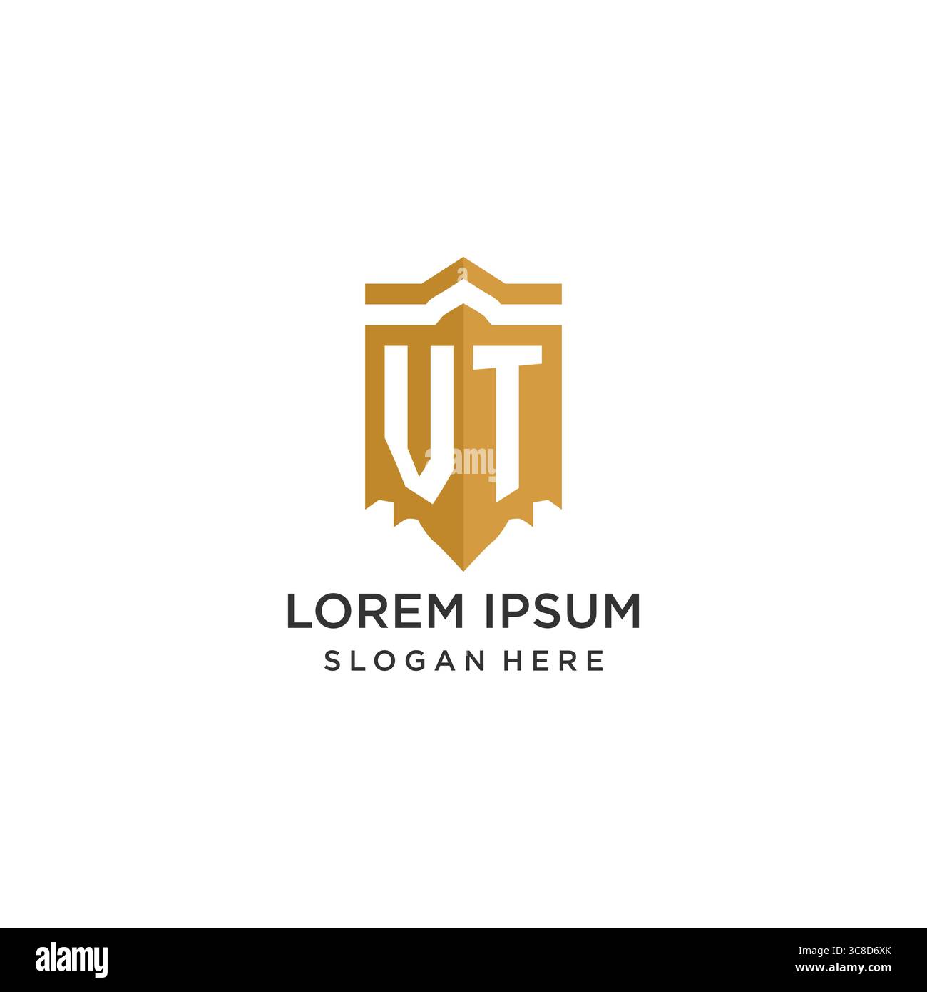 Monogram VT logo with shield geometric shape, elegant luxury initial logo design vector graphic Stock Vector