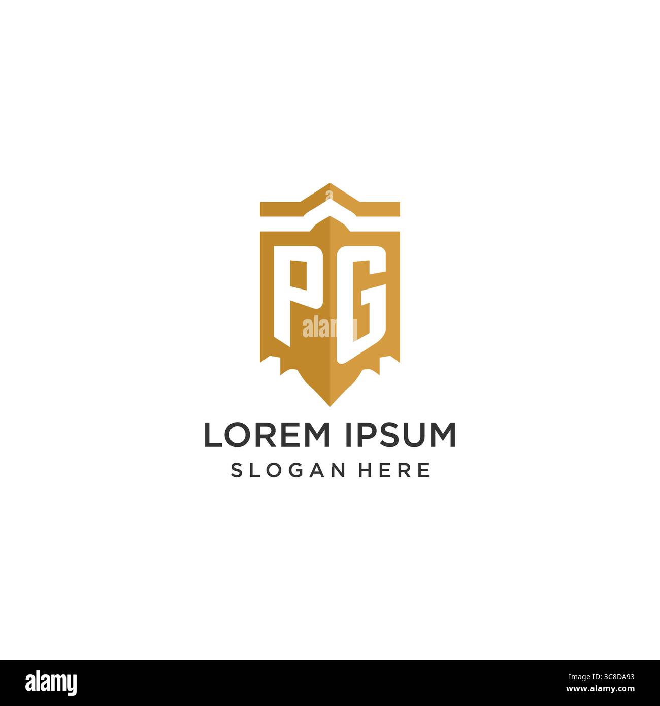 Monogram PG logo with shield geometric shape, elegant luxury initial logo design vector graphic Stock Vector
