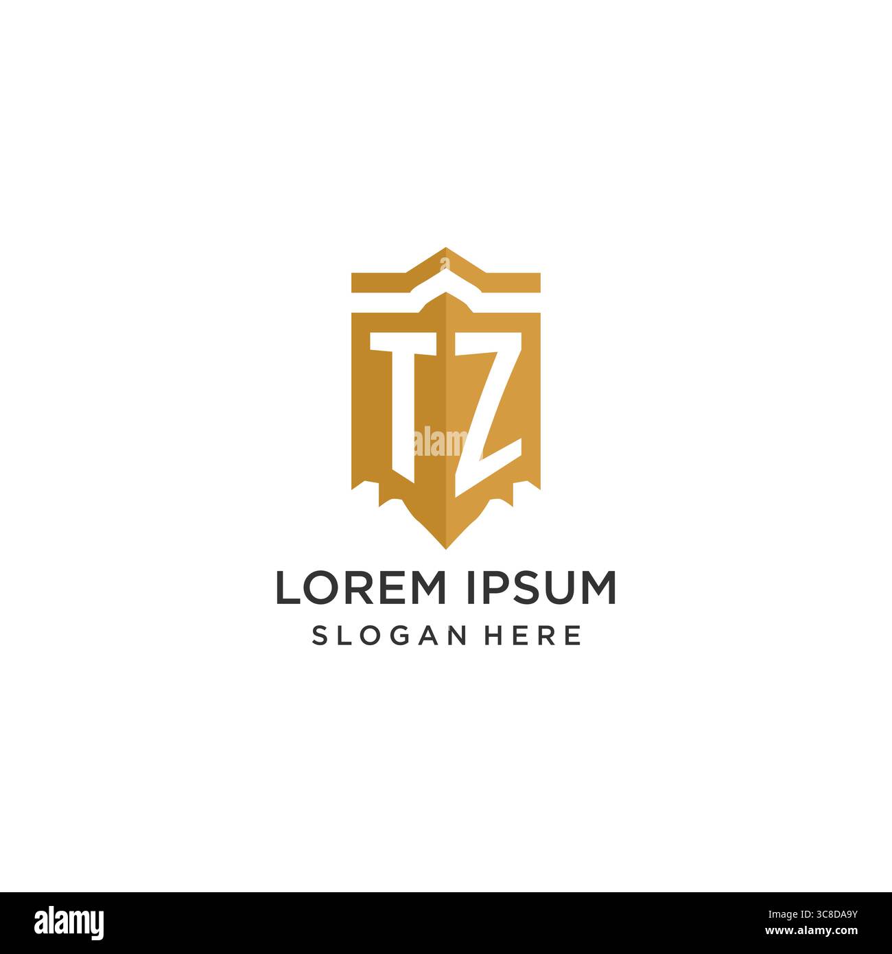 Monogram TZ logo with shield geometric shape, elegant luxury initial logo design vector graphic Stock Vector