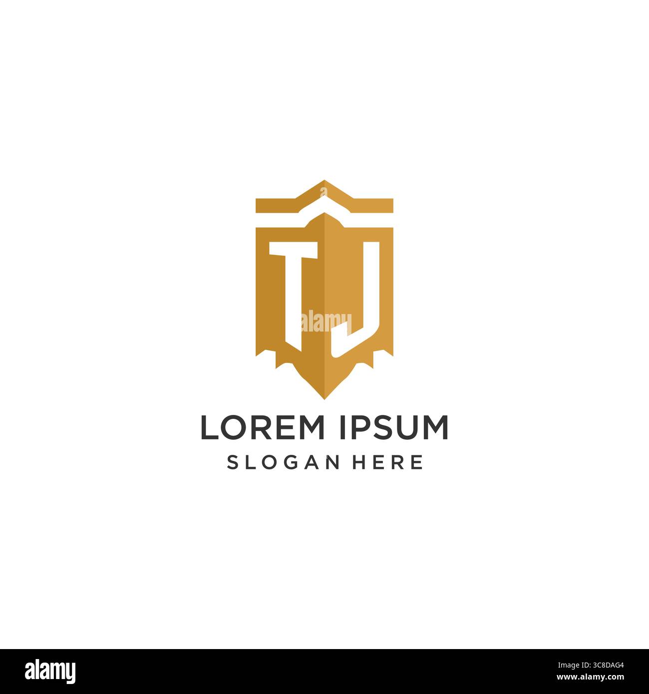 Monogram TJ logo with shield geometric shape, elegant luxury initial logo design vector graphic Stock Vector