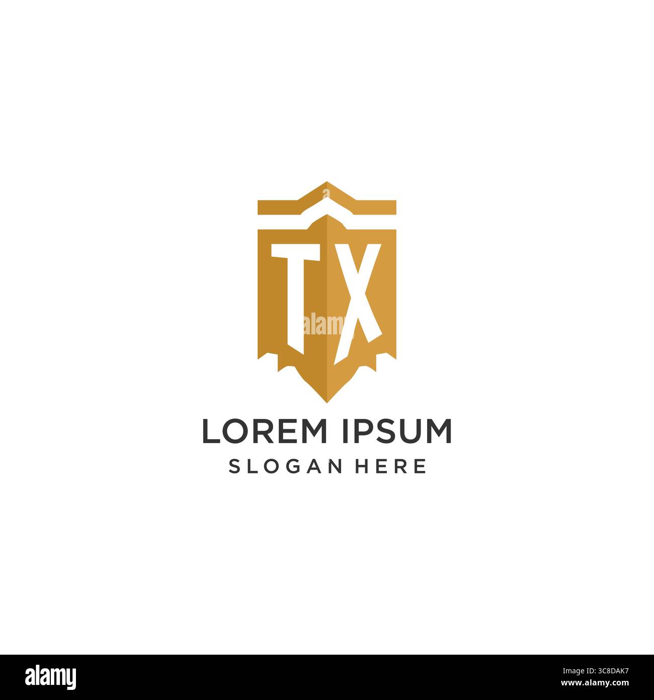 Monogram TX logo with shield geometric shape, elegant luxury initial logo design vector graphic Stock Vector