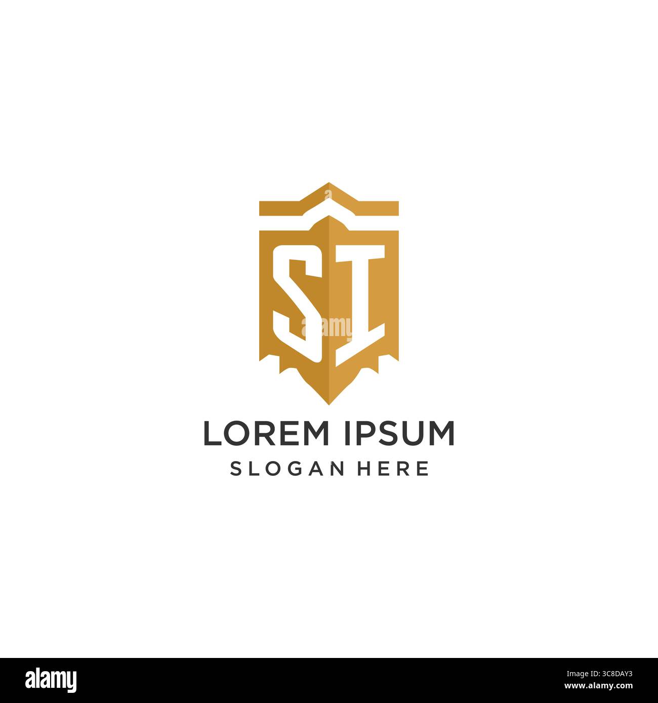 Monogram SI logo with shield geometric shape, elegant luxury initial logo design vector graphic Stock Vector