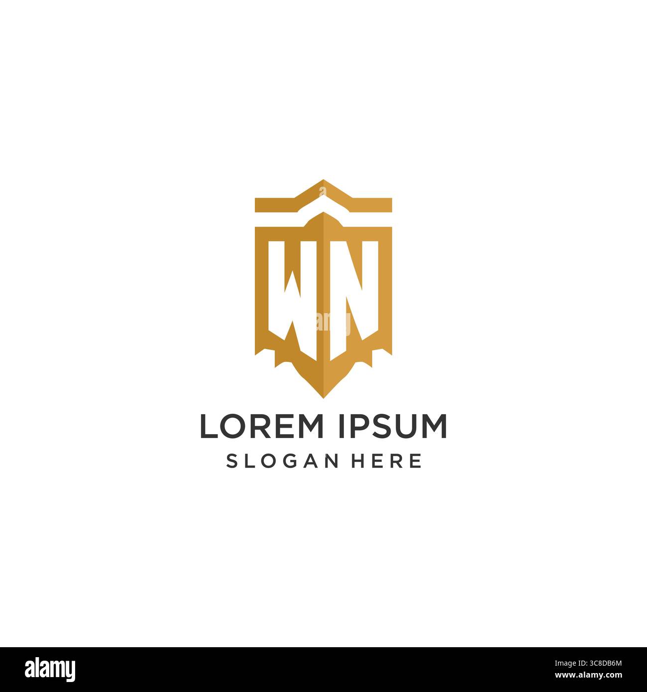 Monogram WN logo with shield geometric shape, elegant luxury initial logo design vector graphic Stock Vector