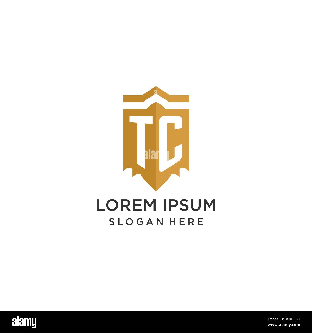 Monogram TC logo with shield geometric shape, elegant luxury initial logo design vector graphic Stock Vector