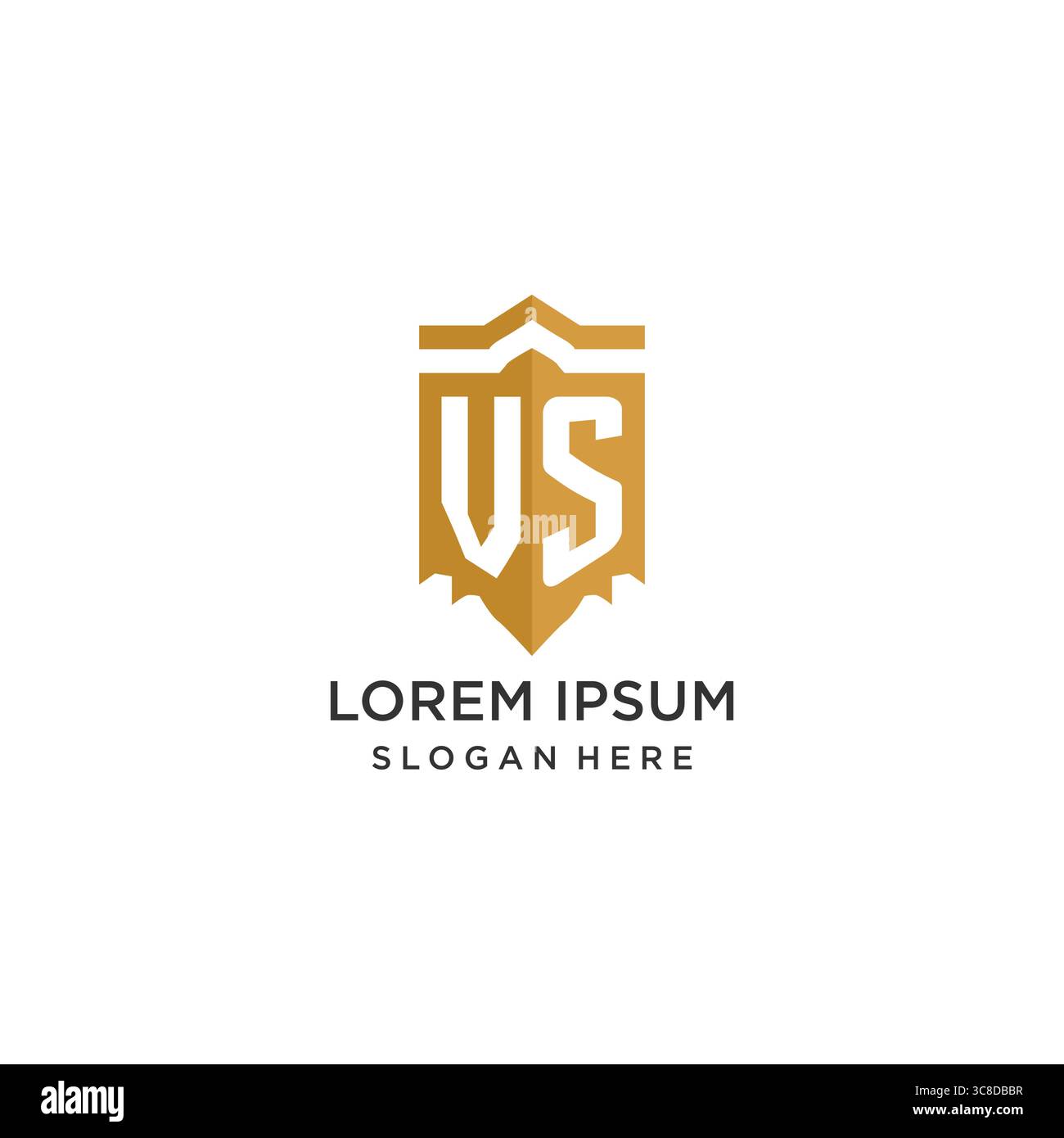 Monogram VS logo with shield geometric shape, elegant luxury initial logo design vector graphic Stock Vector