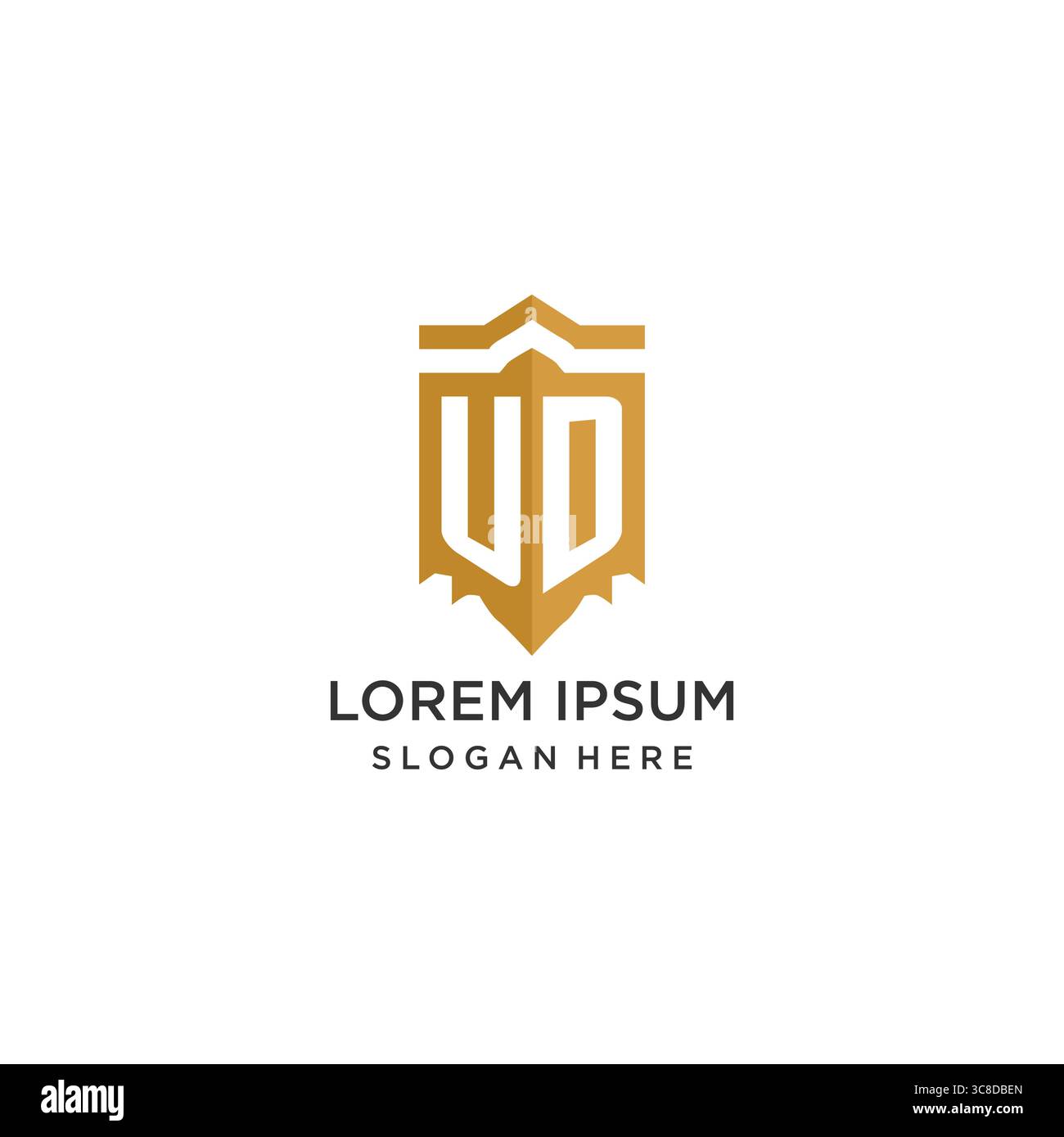 Monogram UD logo with shield geometric shape, elegant luxury initial logo design vector graphic Stock Vector