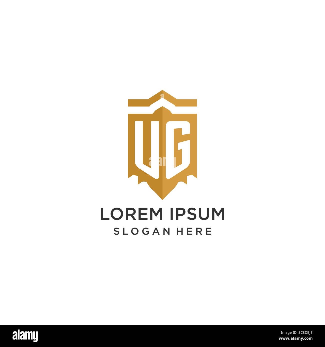 Monogram UG logo with shield geometric shape, elegant luxury initial logo design vector graphic Stock Vector