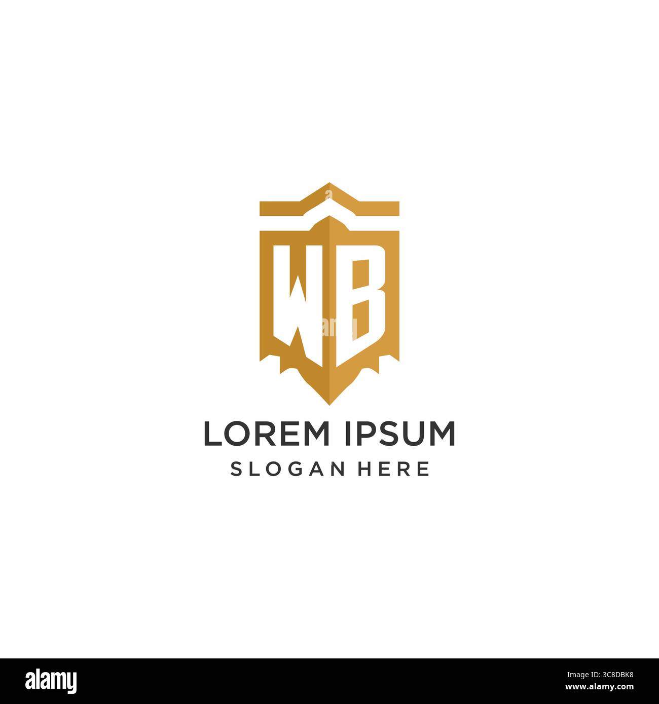 Monogram WB logo with shield geometric shape, elegant luxury initial logo design vector graphic Stock Vector