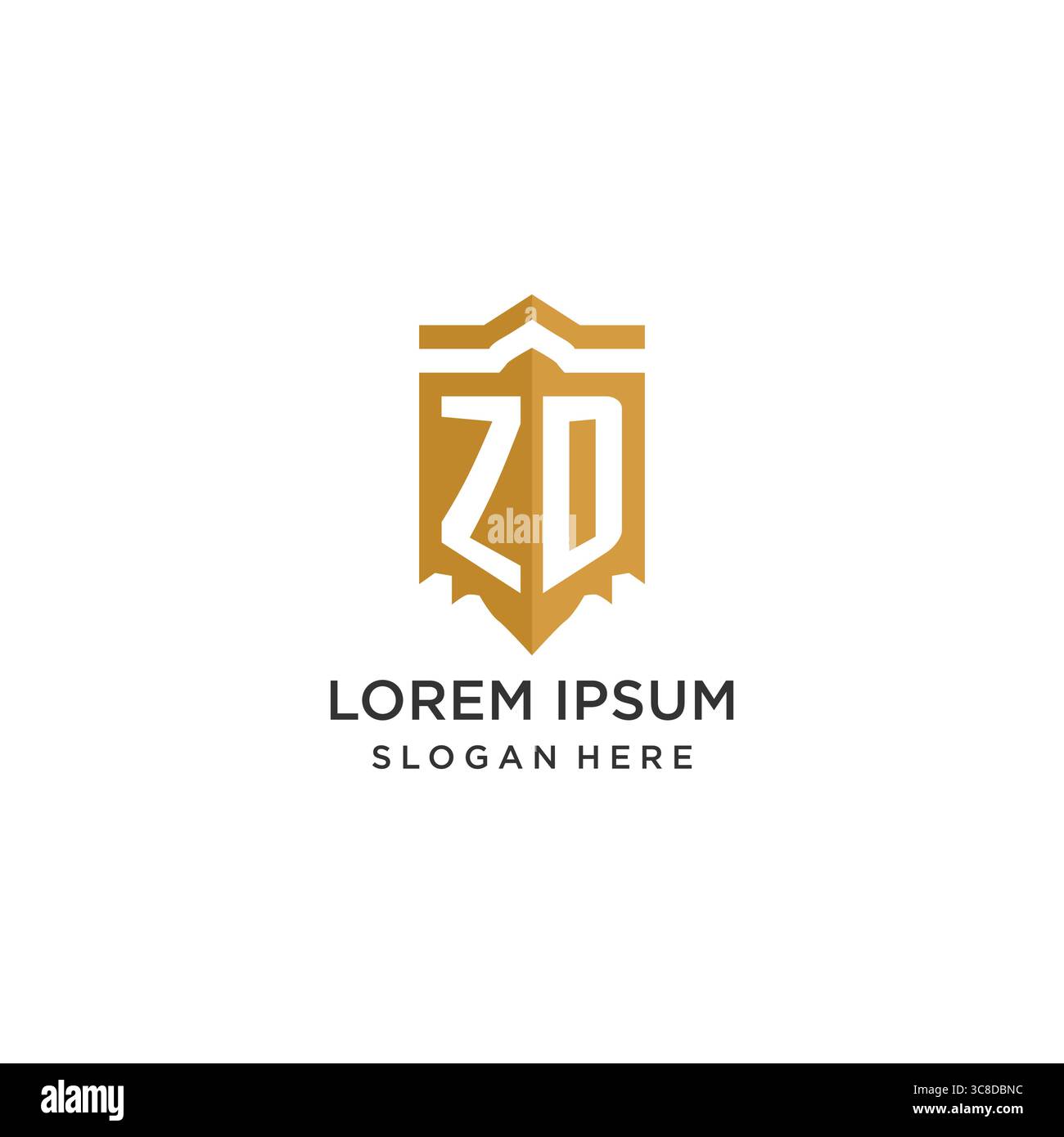 Monogram ZD logo with shield geometric shape, elegant luxury initial logo design vector graphic Stock Vector
