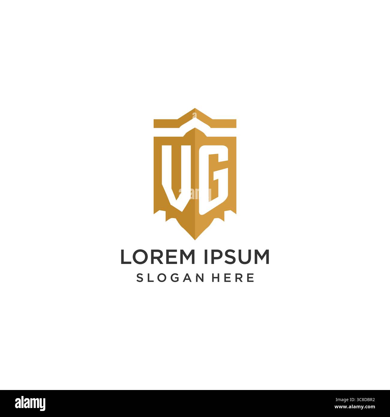 Monogram VG logo with shield geometric shape, elegant luxury initial logo design vector graphic Stock Vector