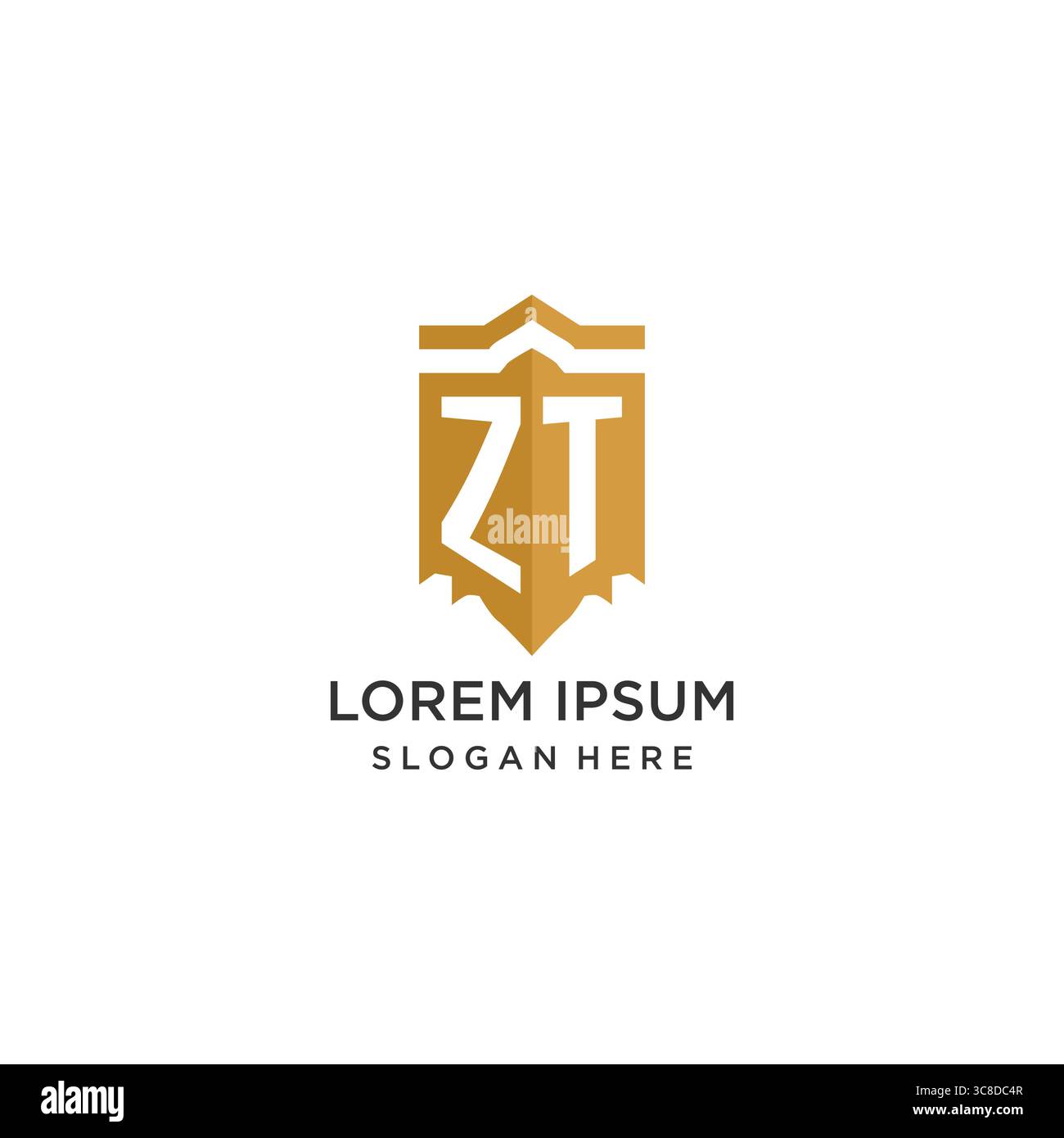Monogram ZT logo with shield geometric shape, elegant luxury initial logo design vector graphic Stock Vector