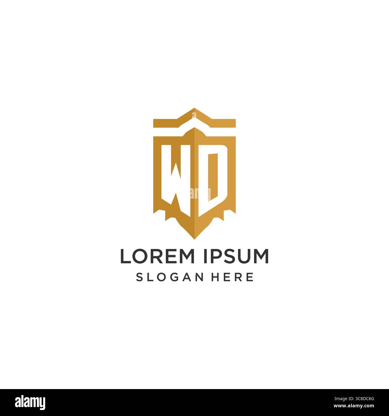 Monogram WD logo with shield geometric shape, elegant luxury initial logo design vector graphic Stock Vector
