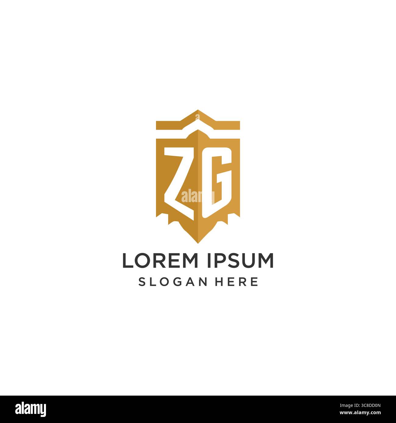 Monogram ZG logo with shield geometric shape, elegant luxury initial logo design vector graphic Stock Vector