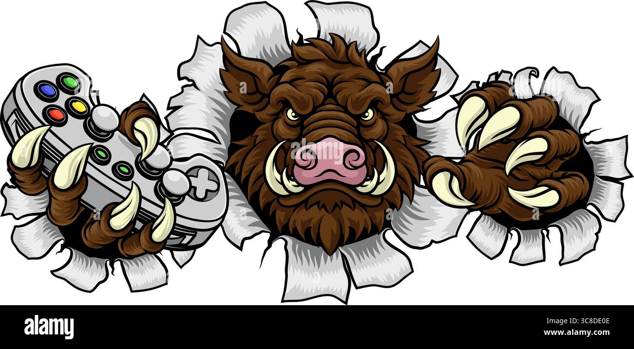 Boar Wild Hog Razorback Warthog Pig Gaming Mascot Stock Vector Image ...