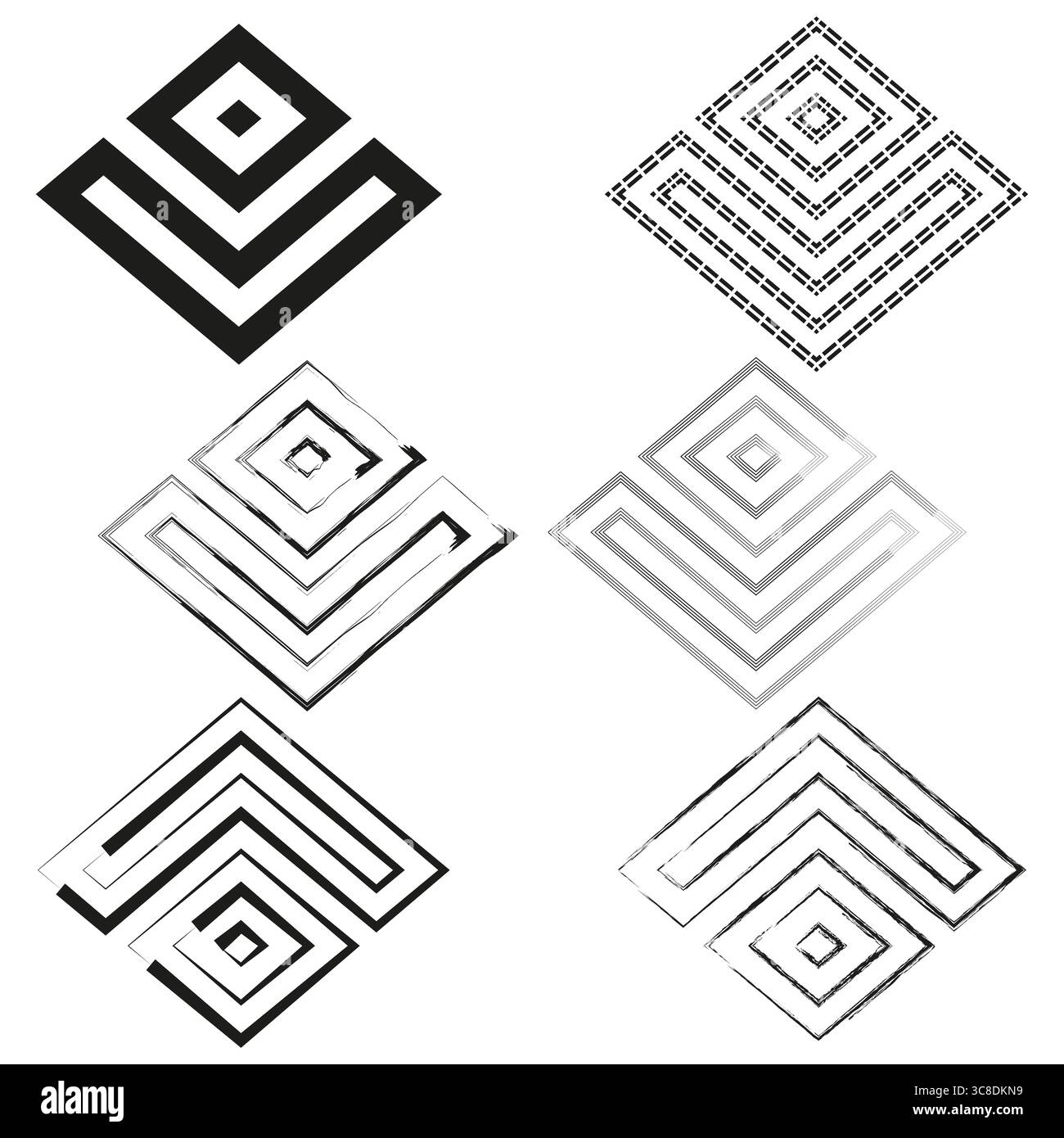 Layered diamond icon. Bold chevron shape. Geometric corner Vector. Solid black emblem. EPS 10. Stock Vector