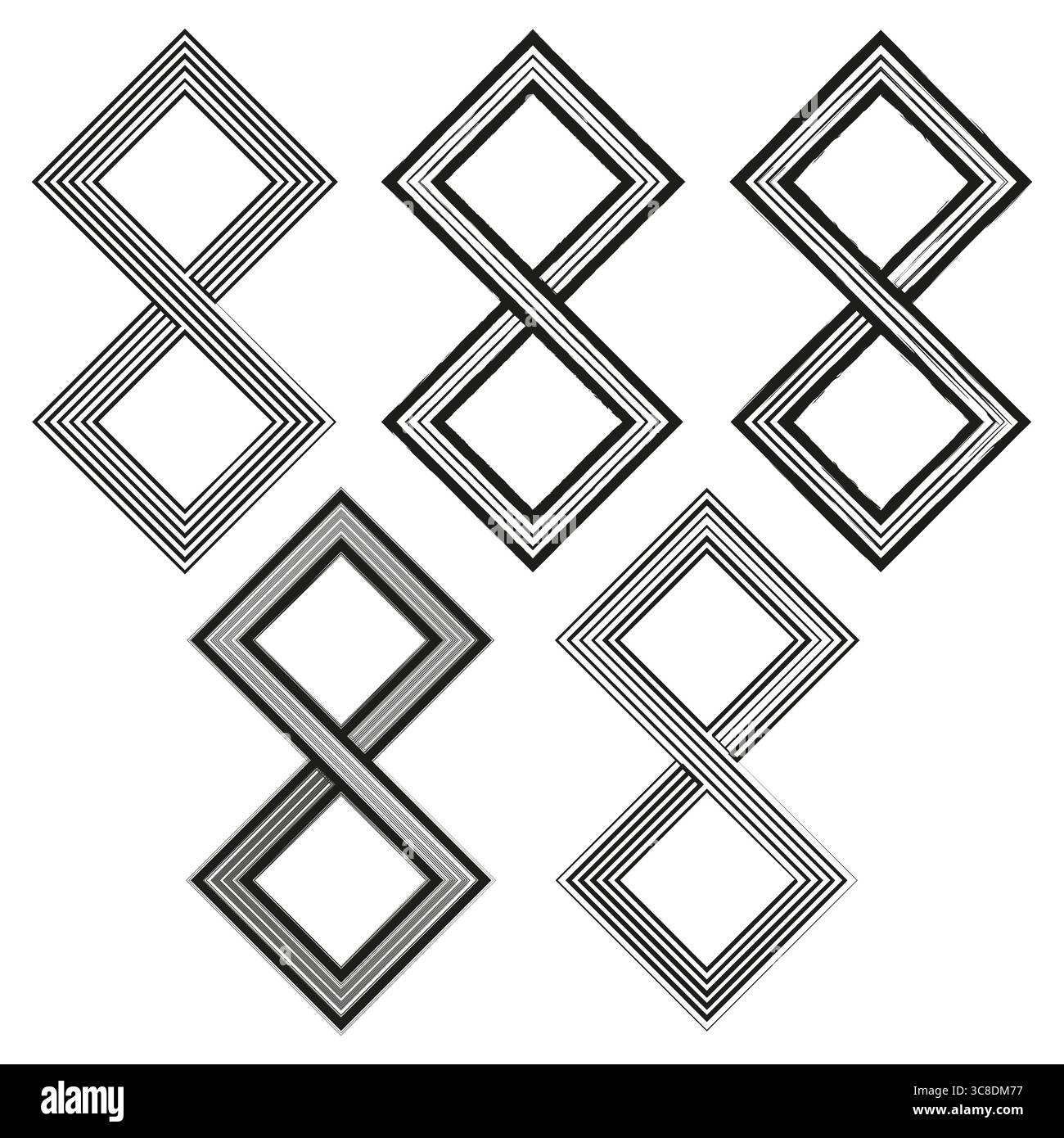 Diamond loop icon. Infinity shape motif. Vector line lattice. Minimal abstract emblem. EPS 10. Stock Vector