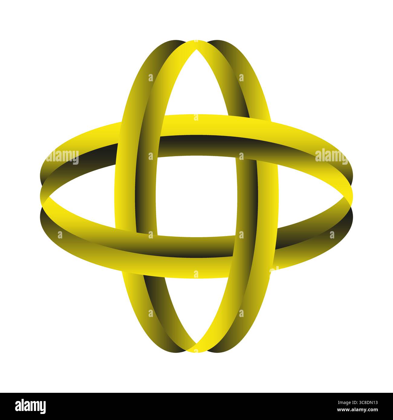 Yellow torus ring. Intersecting orbit Vector. Futuristic loop shape. Bold gradient form. EPS 10. Stock Vector