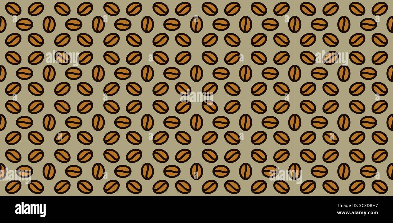 Coffee beans seamless pattern on brown background. Vector illustration Stock Vector