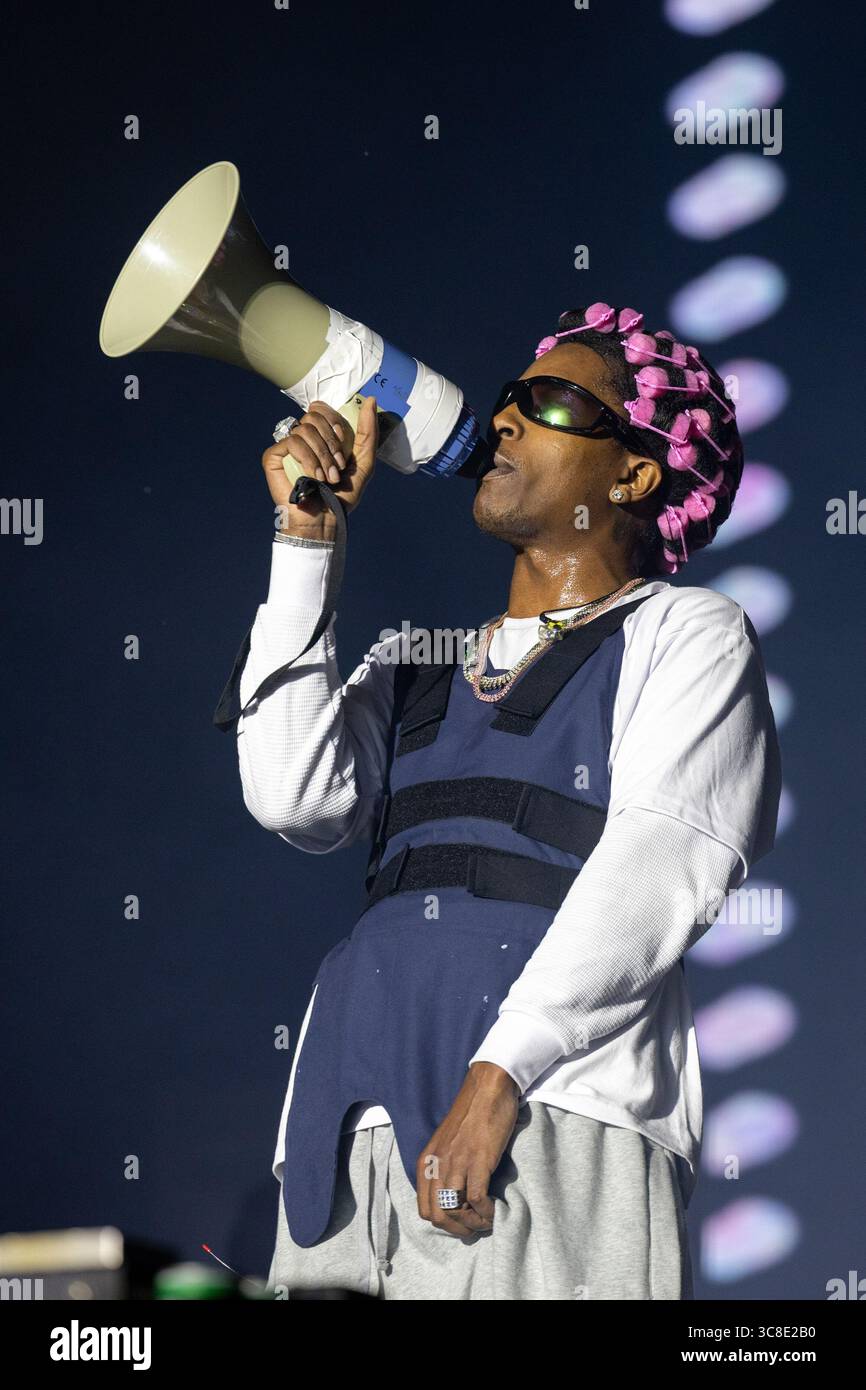 Rapper ASAP Rocky (Rakim Mayers) during the Lollapalooza Music Festival ...