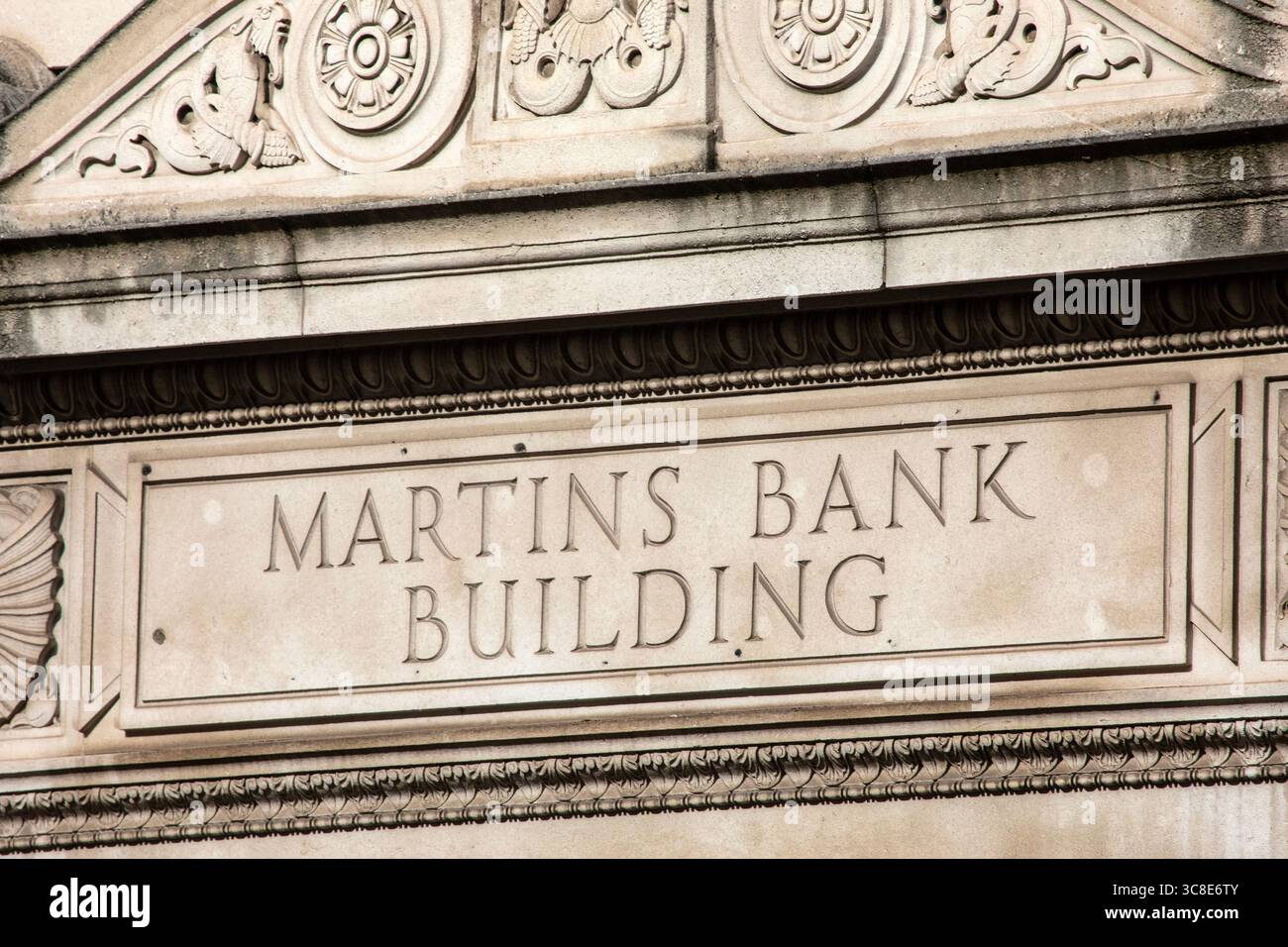 Liverpool, UK - September 20th 2024: The sign on the exterior of the former Martins Bank Building, located on Water Street in the city of Liverpool, U Stock Photo
