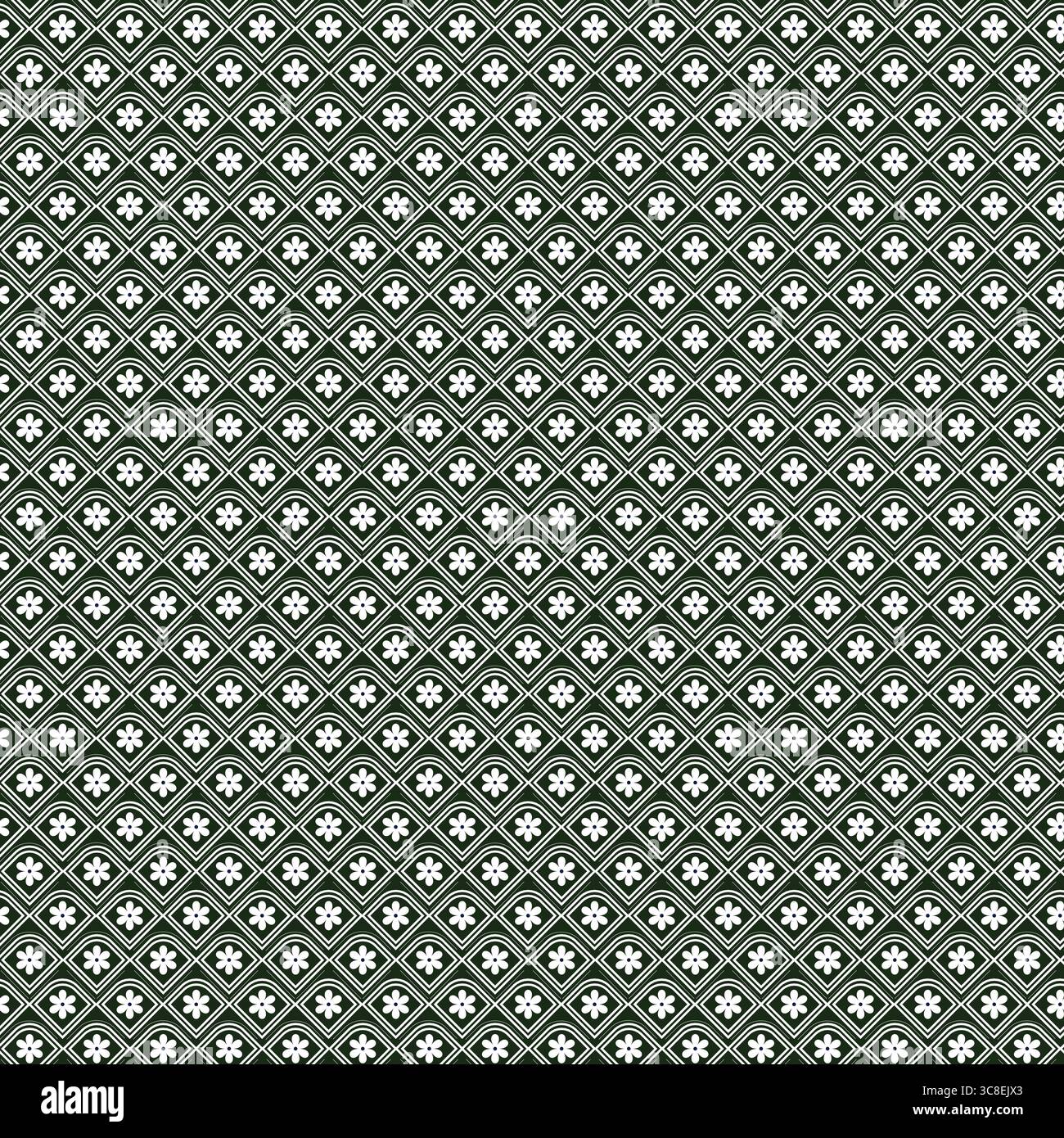 Seamless Gray Geometric Floral Pattern on a Dark Background Stock Vector