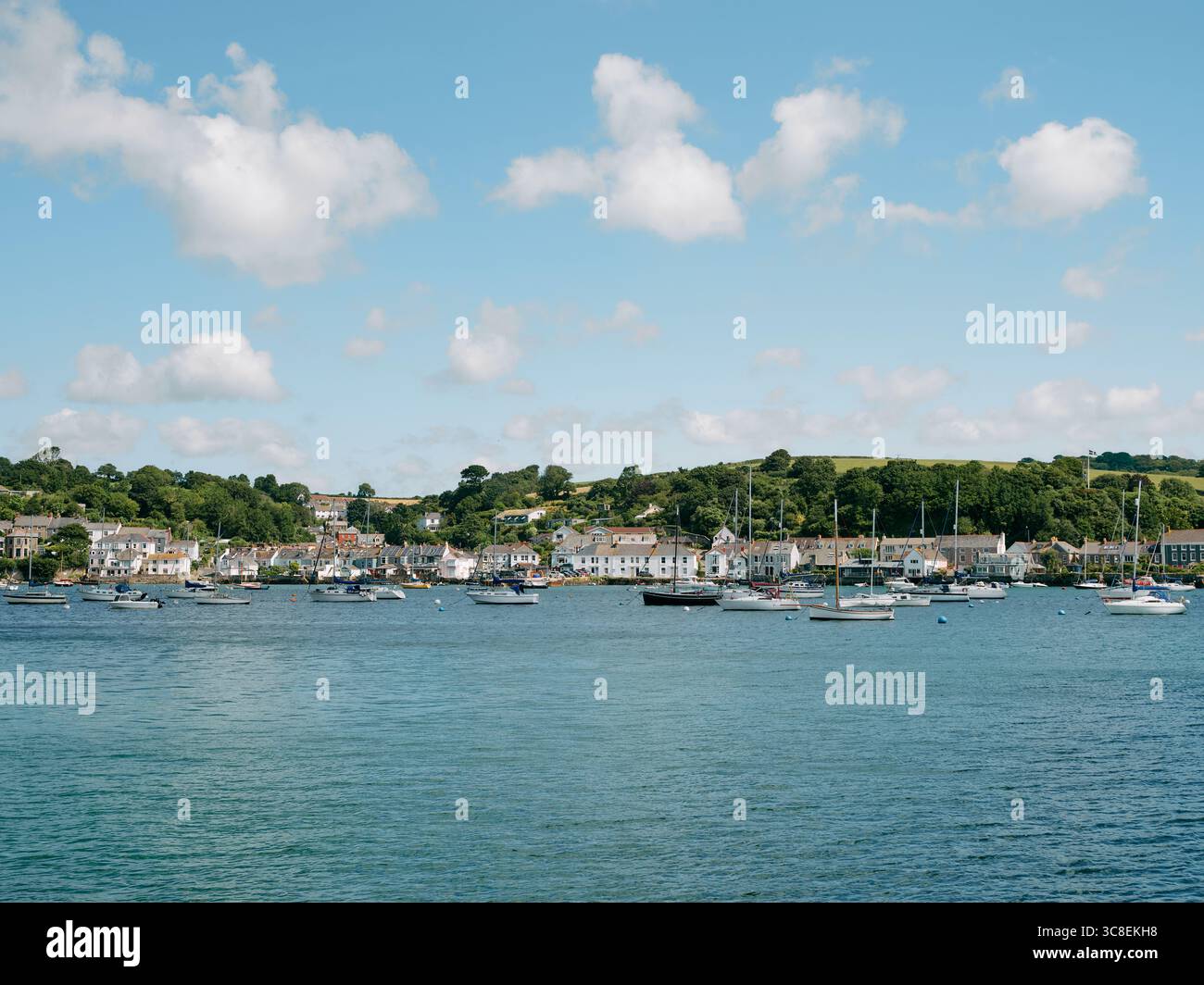 Flushing coastal village viewed from the seafront in Falmouth Cornwall England UK Stock Photo
