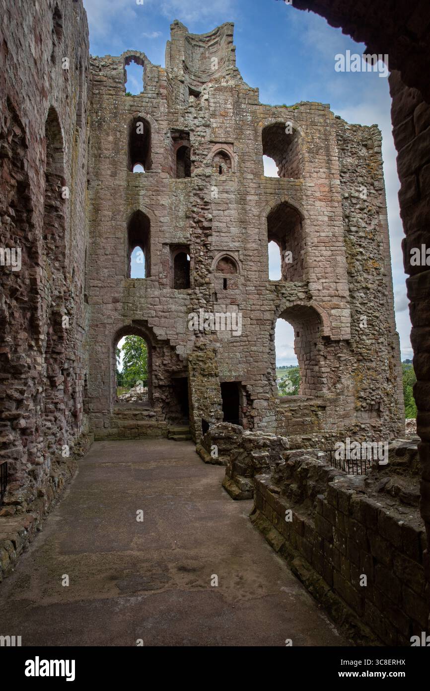 The ruined interior of the keep of Norham Castle Stock Photo