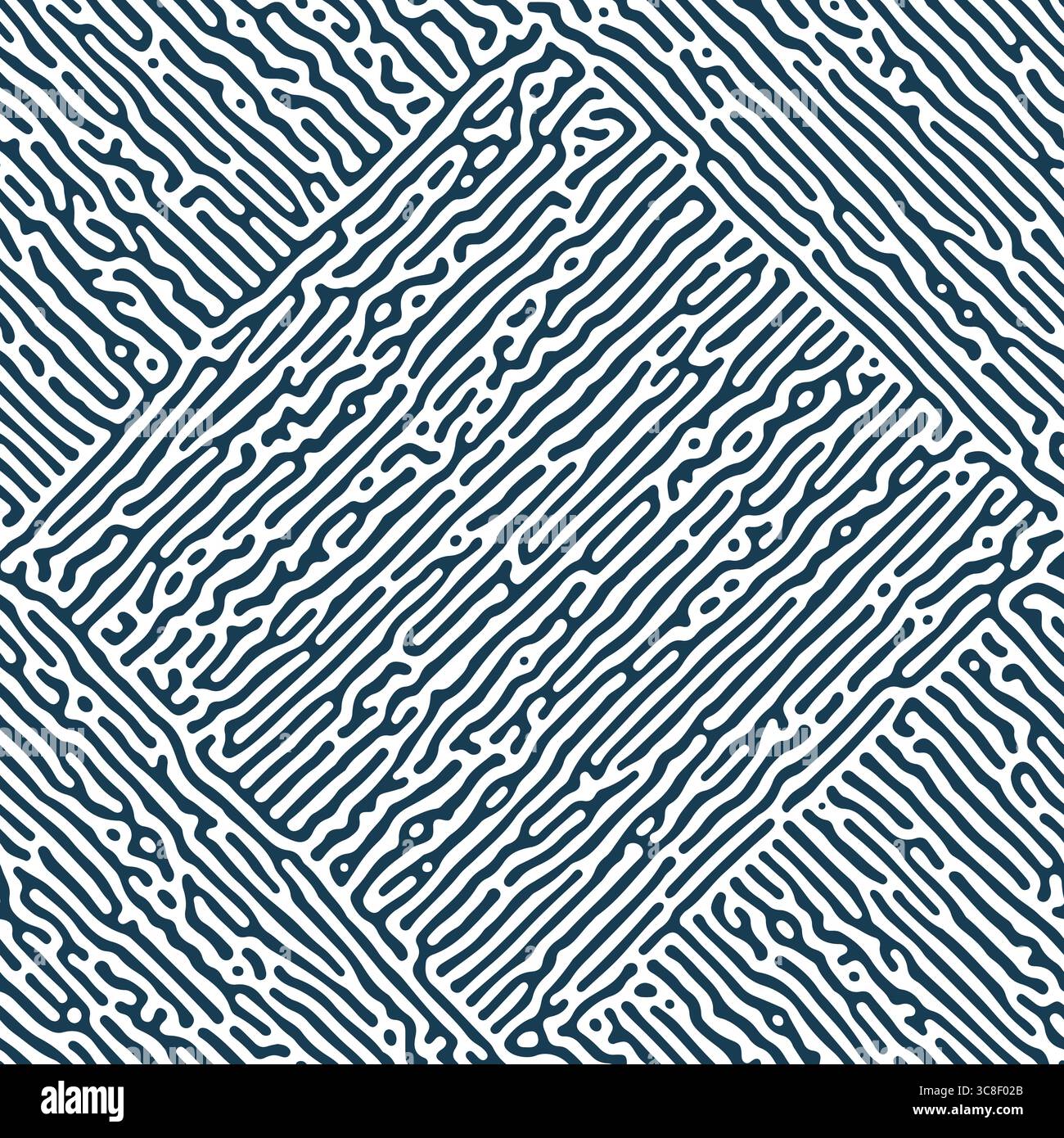 Black and white rhombic seamless Turing pattern. Hand drawn vector ...